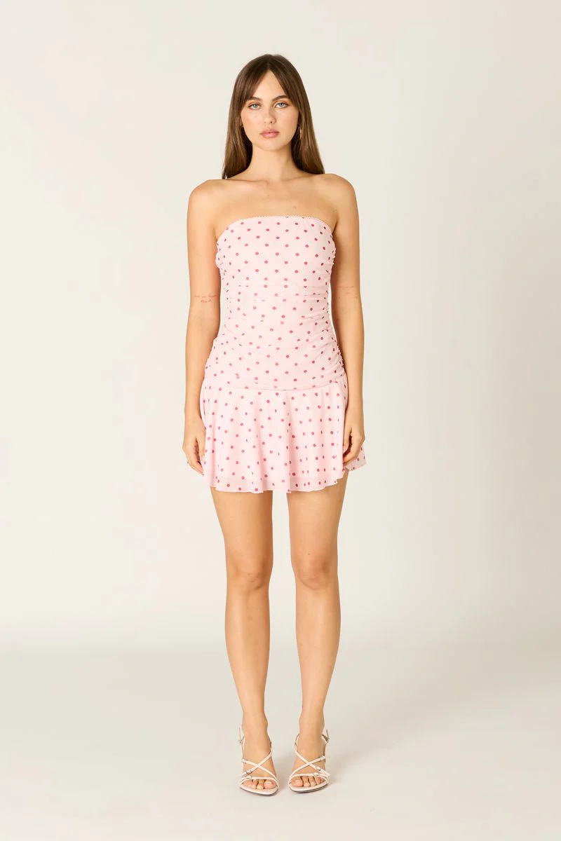 Strapless Polka Dot Mini Dress