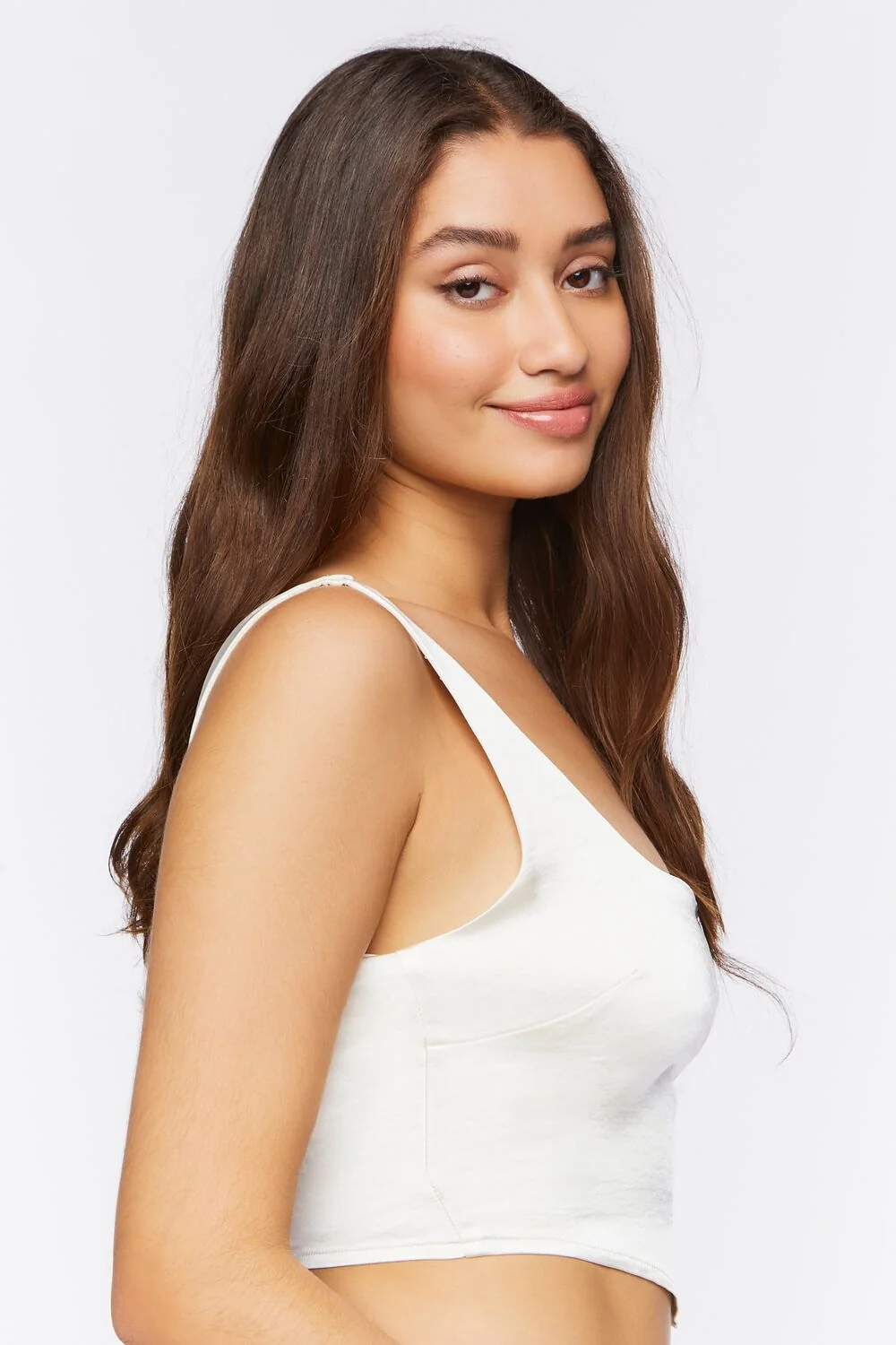 Satin V-Hem Crop Top