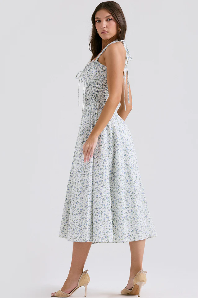 Adabella Cotton Halter Midi Sundress