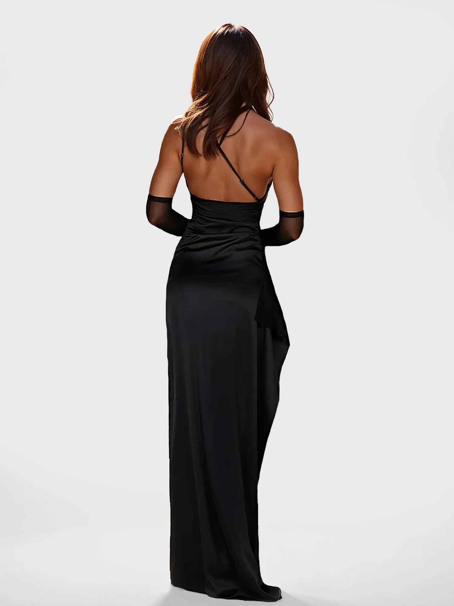 Asymmetrical Slit Evening Dress