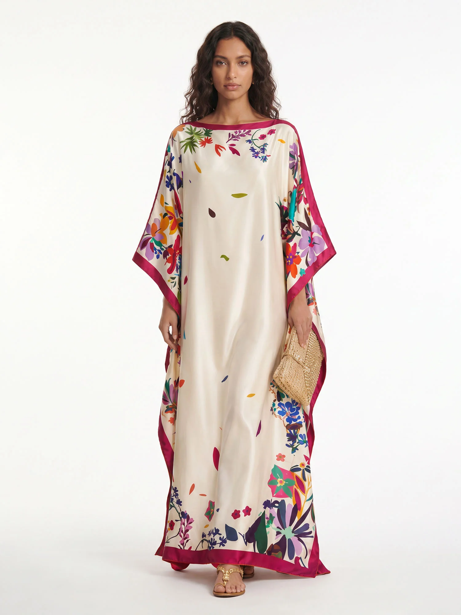 Floral Border Caftan Maxi Dress