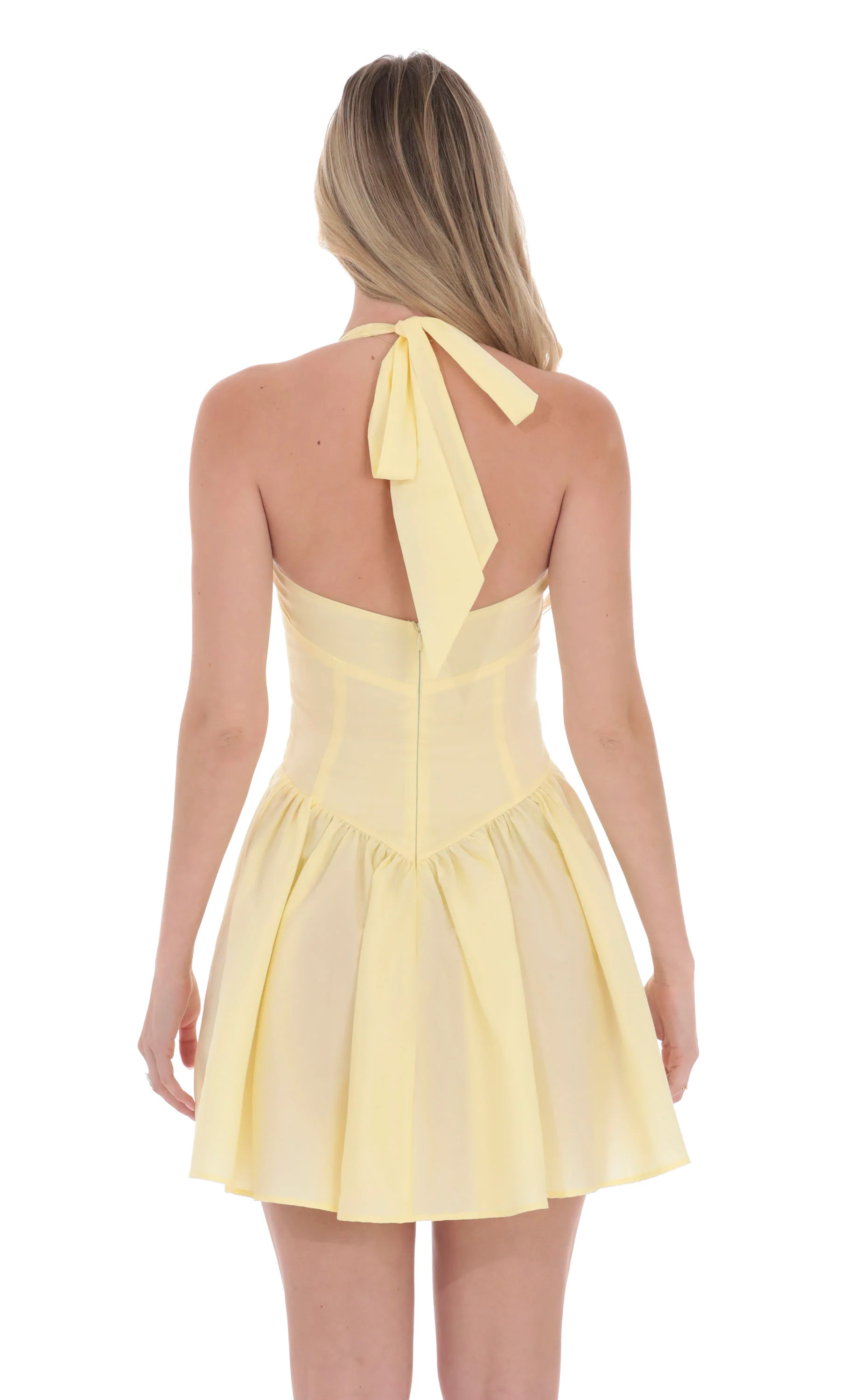 Halter A-line Dress in Yellow
