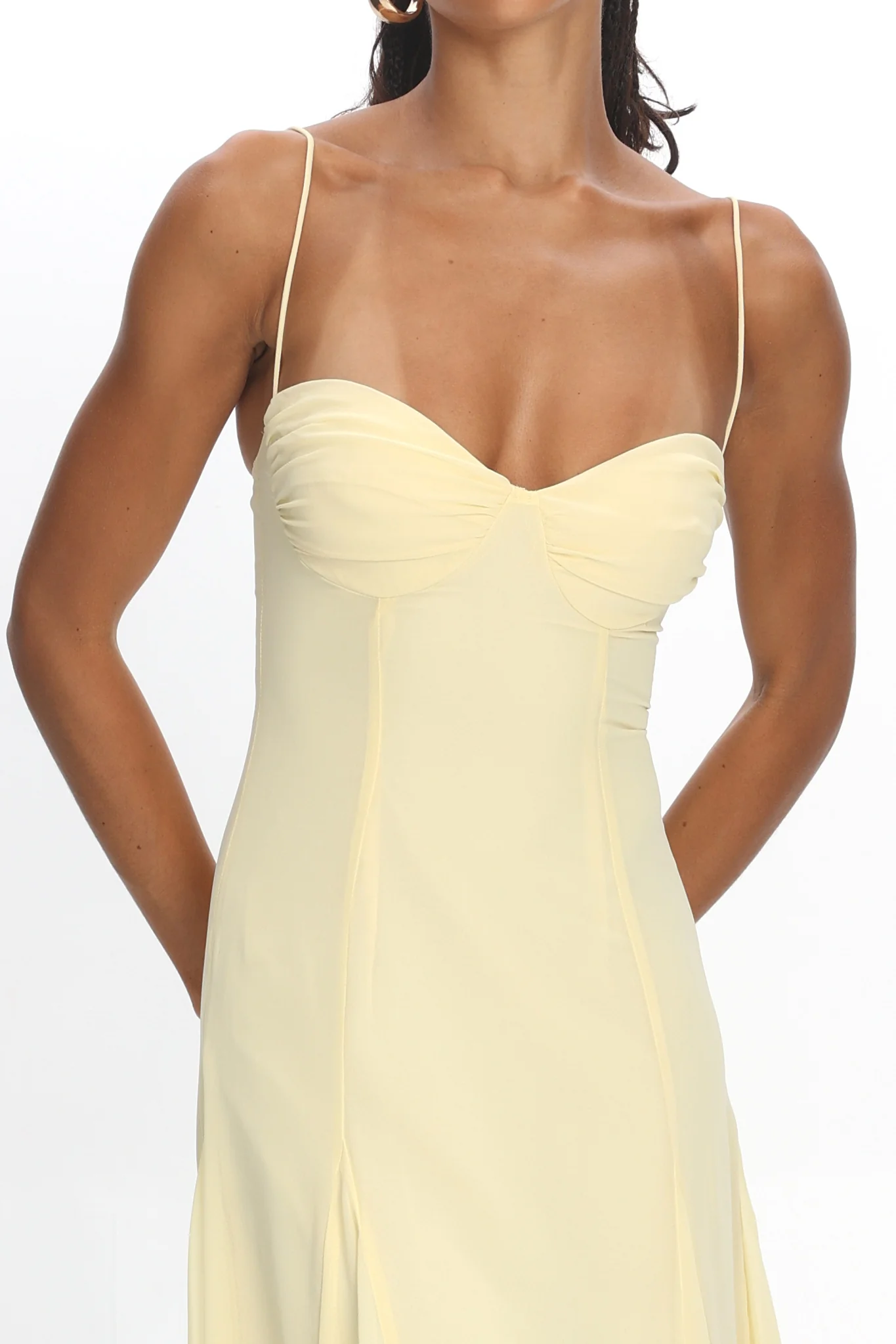 All Mine Godet Hem Maxi Dress Butter - luluinthesky