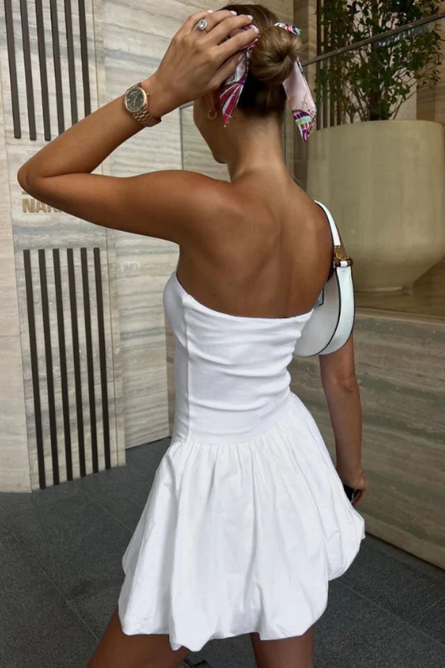 Tube Bubble Hem Mini Dress