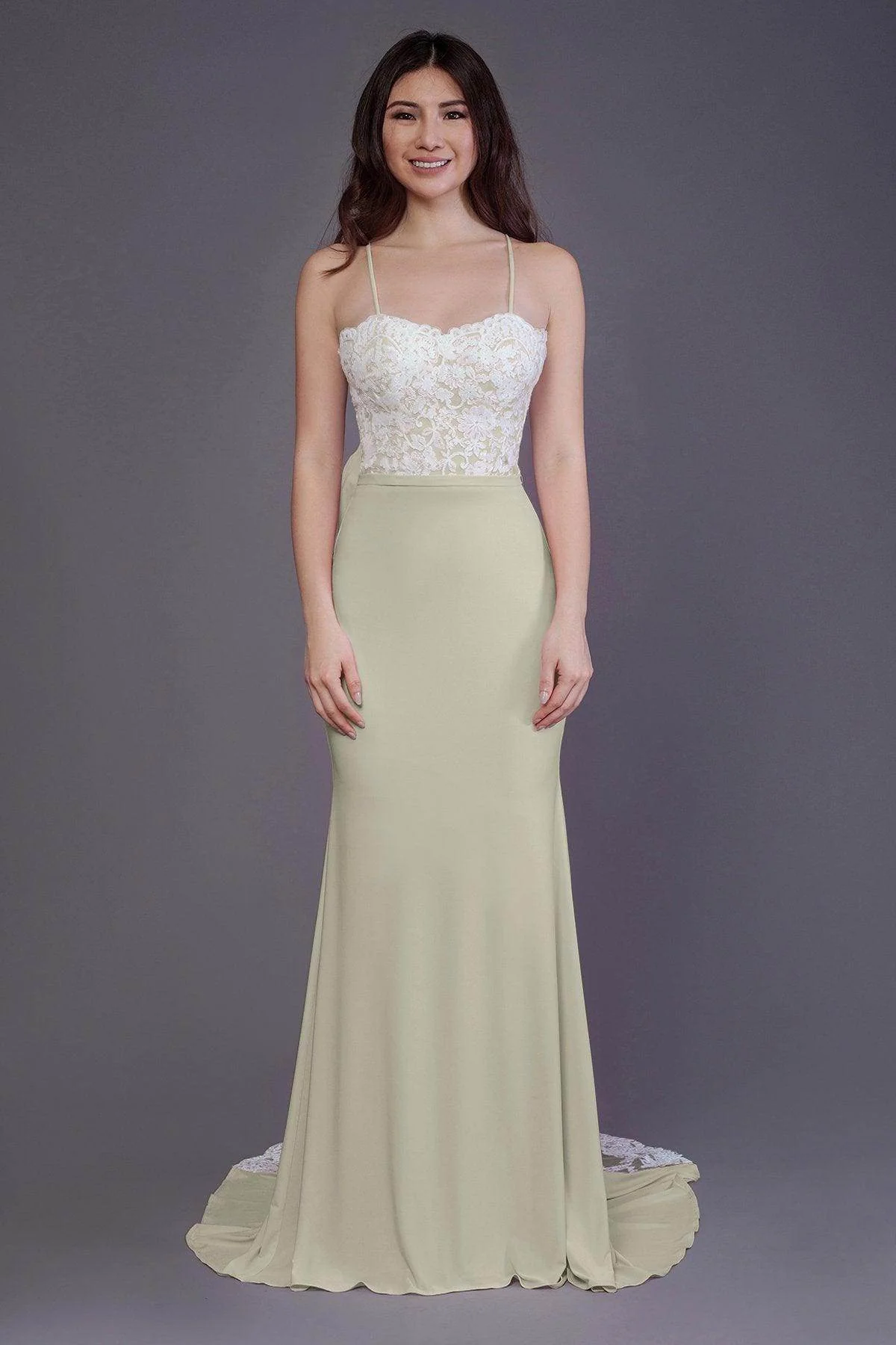 Mermaid Sweep Train Knitted Fabric Bridesmaid Dress PR3565