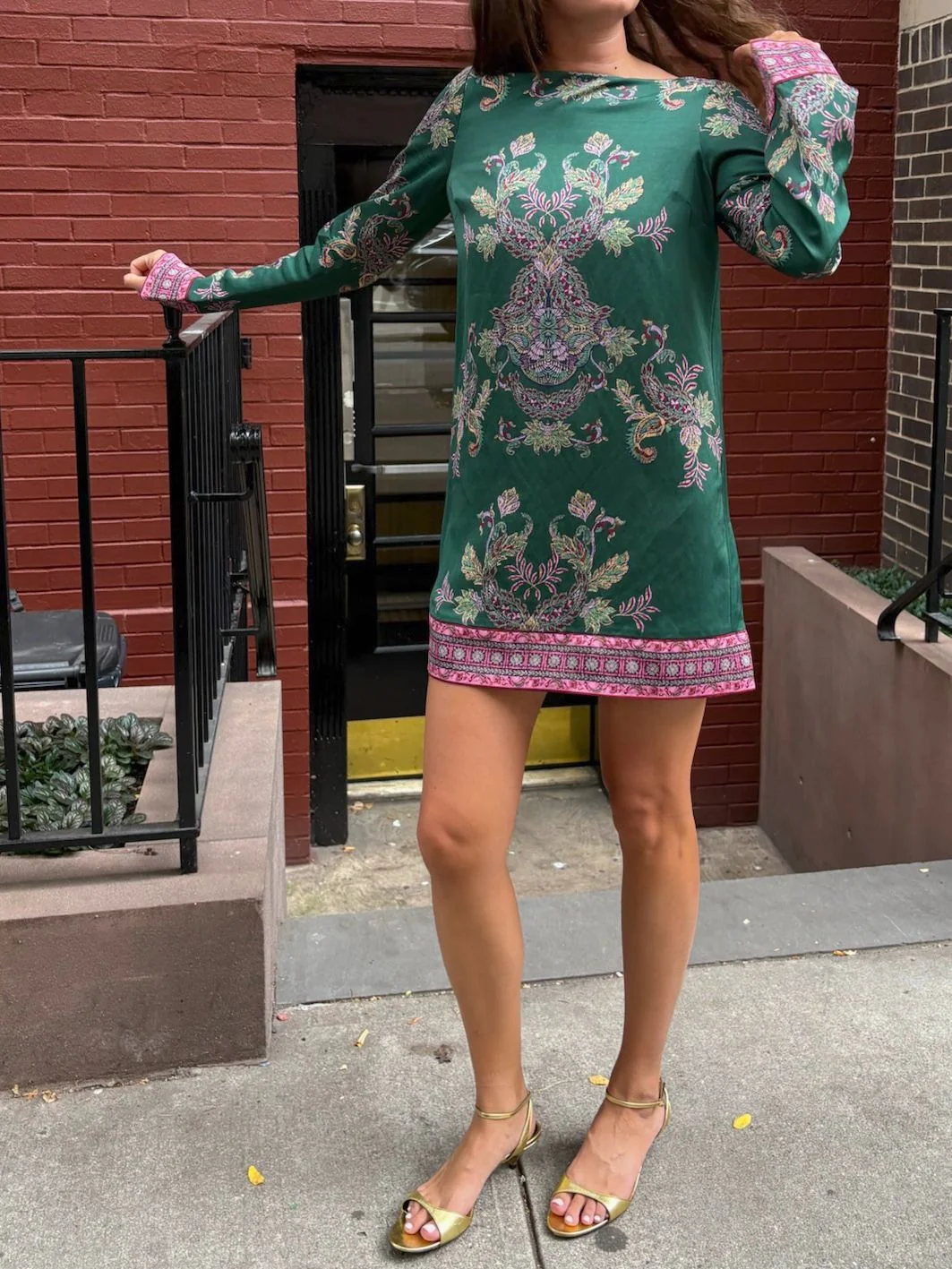The Long Sleeve Viola Dress - Windsor Paisley Emerald Green