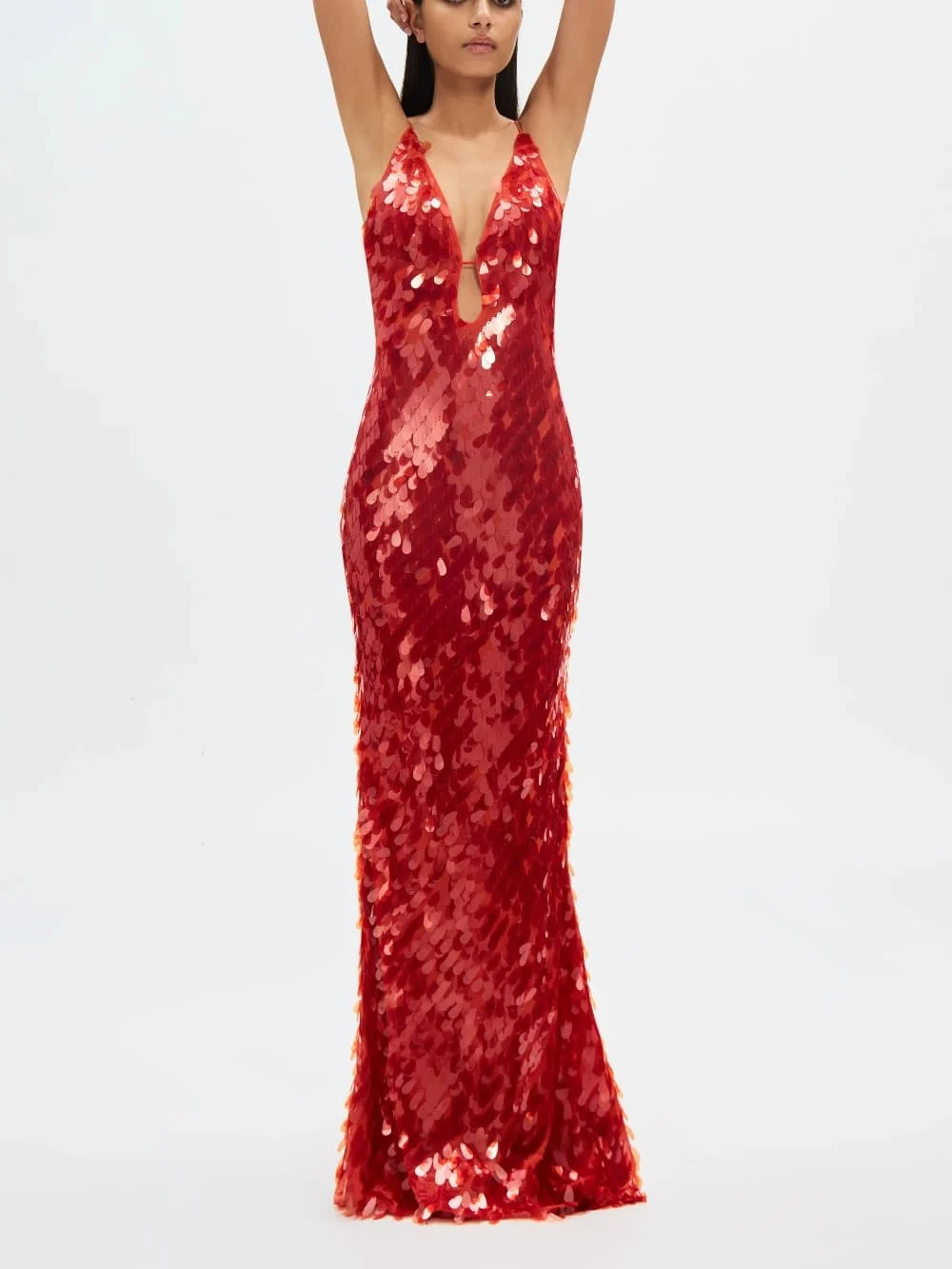 Sequin Plunge Maxi Dress