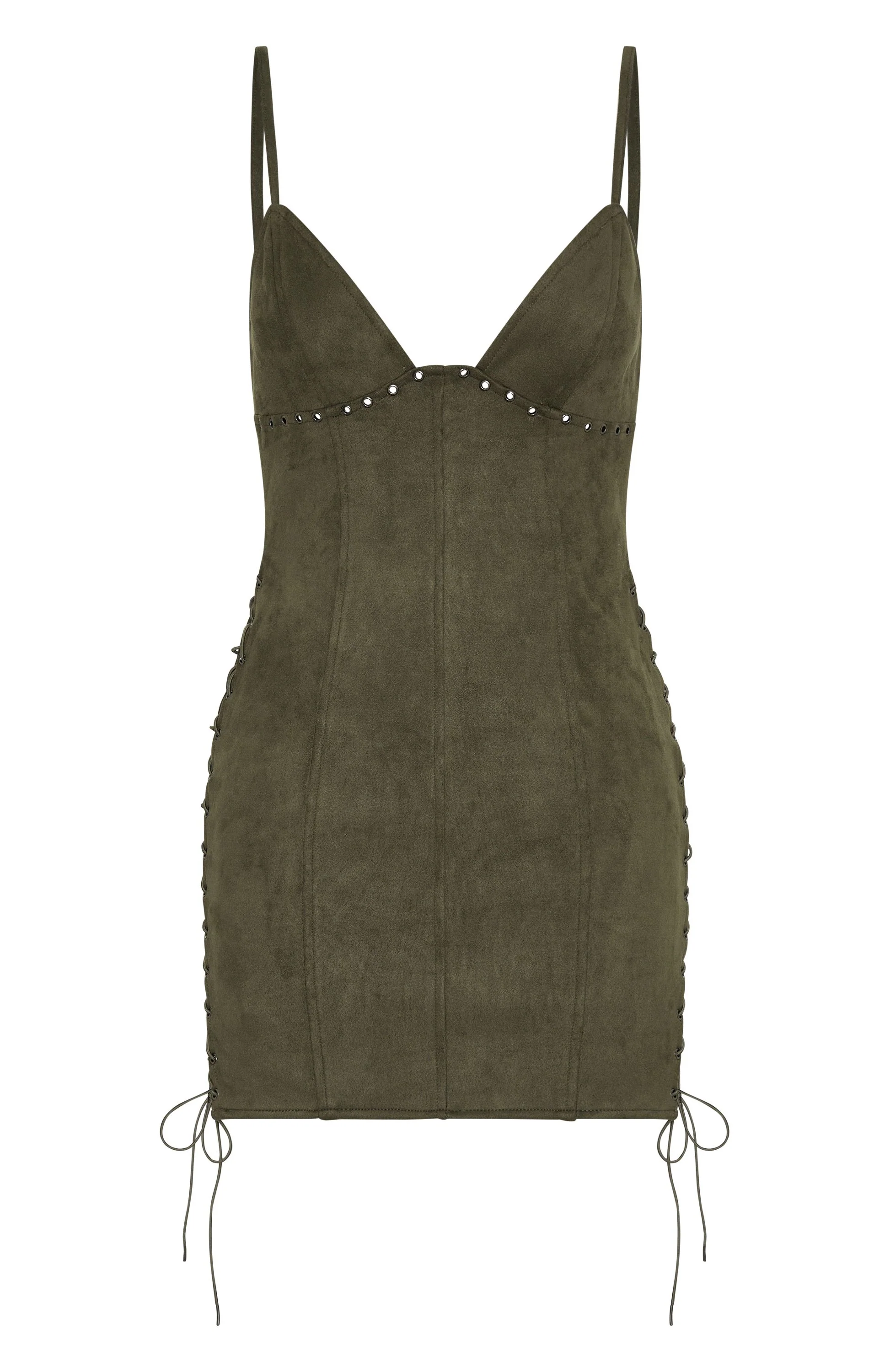 Bratty Faux Suede Mini Dress Cactus