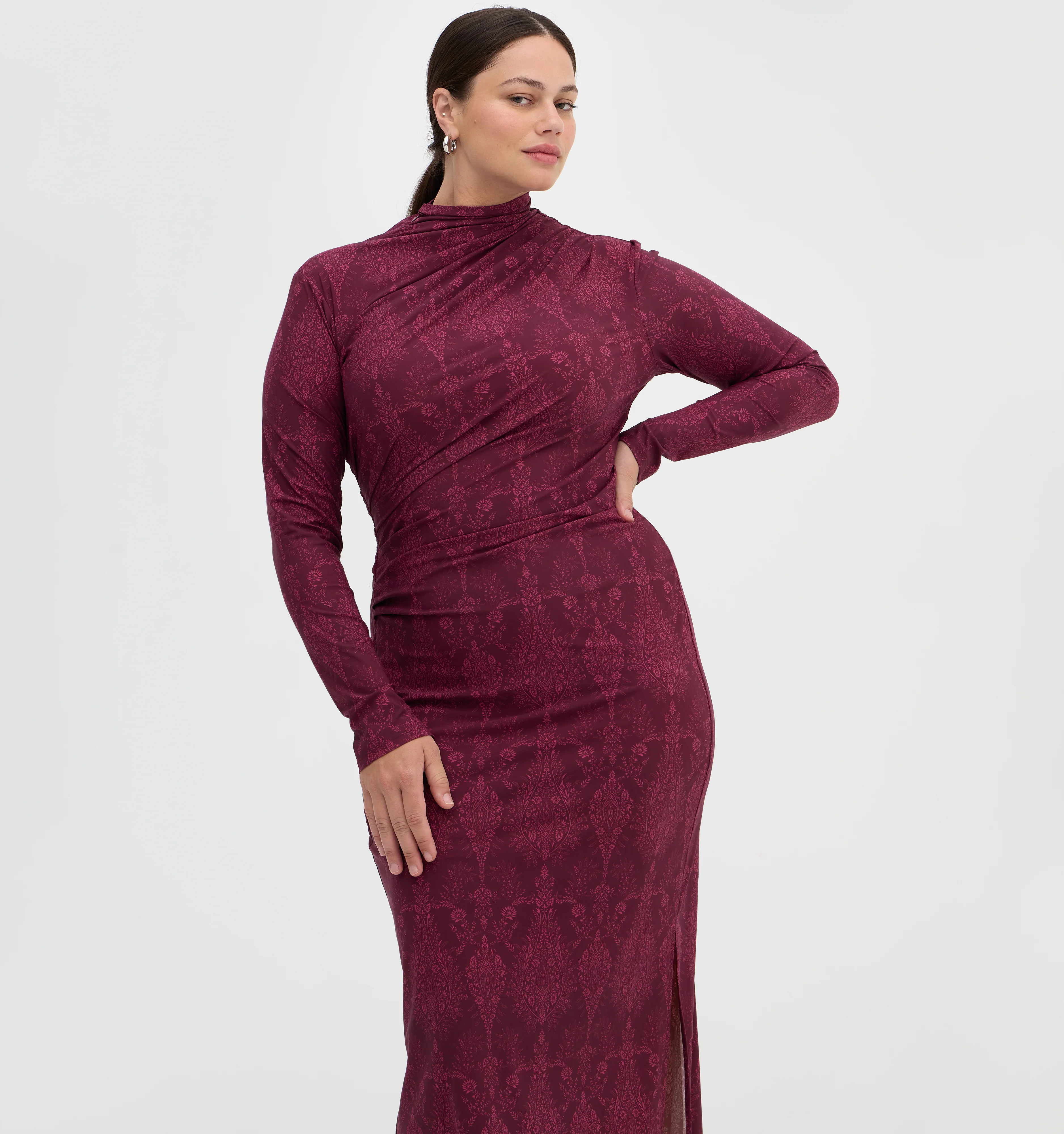The Rizzo Dress - Plum Damask