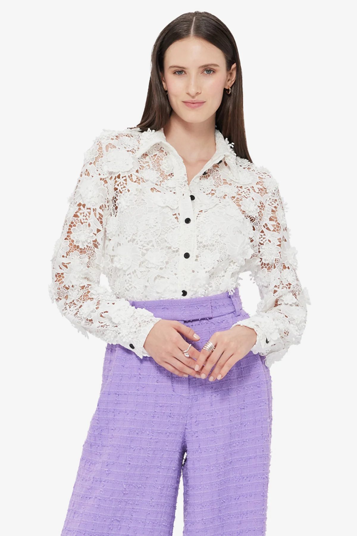 Sabrina Lace Shirt - Snow