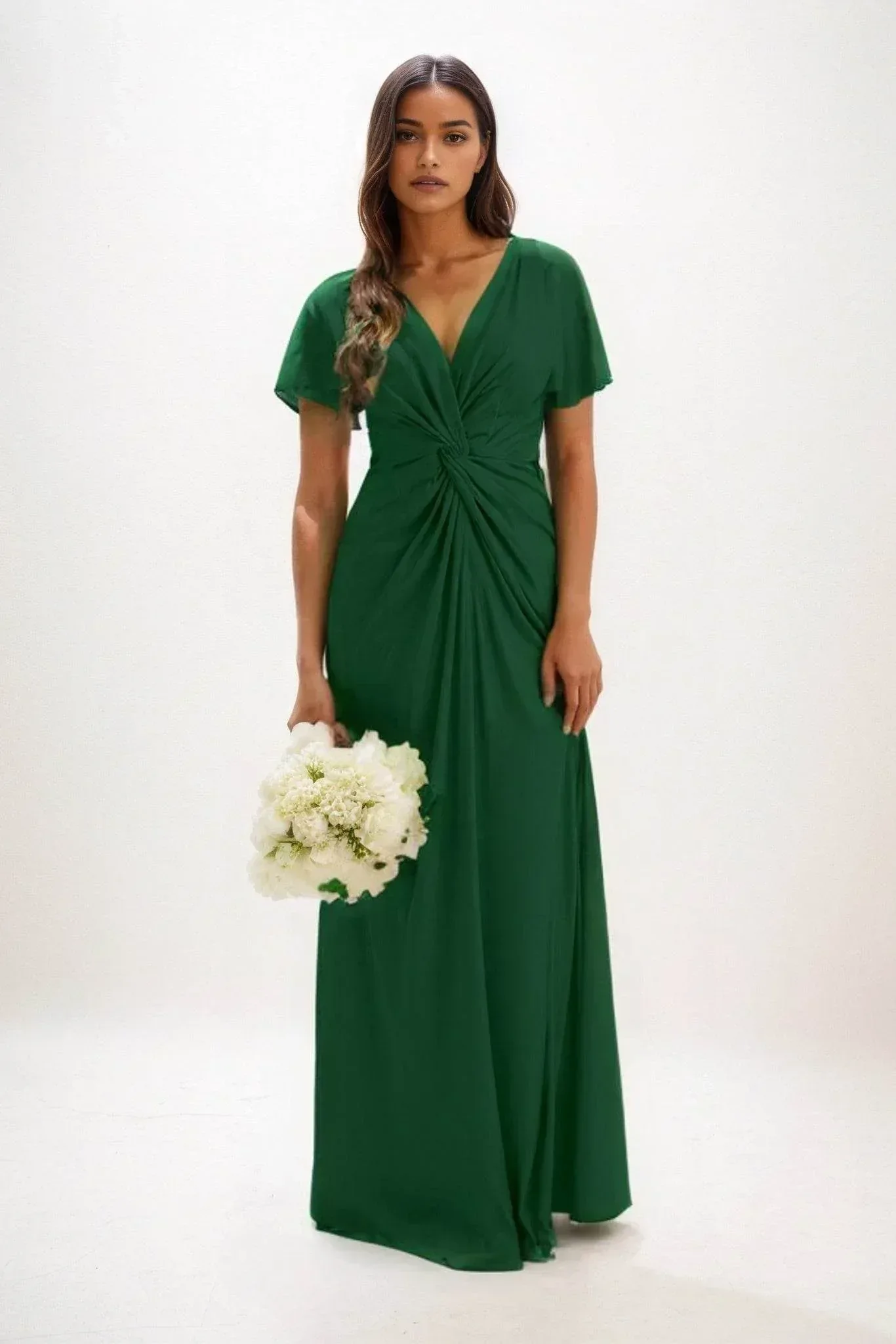 A-Line Maxi Luxe Satin Bridesmaid Dress CB0838