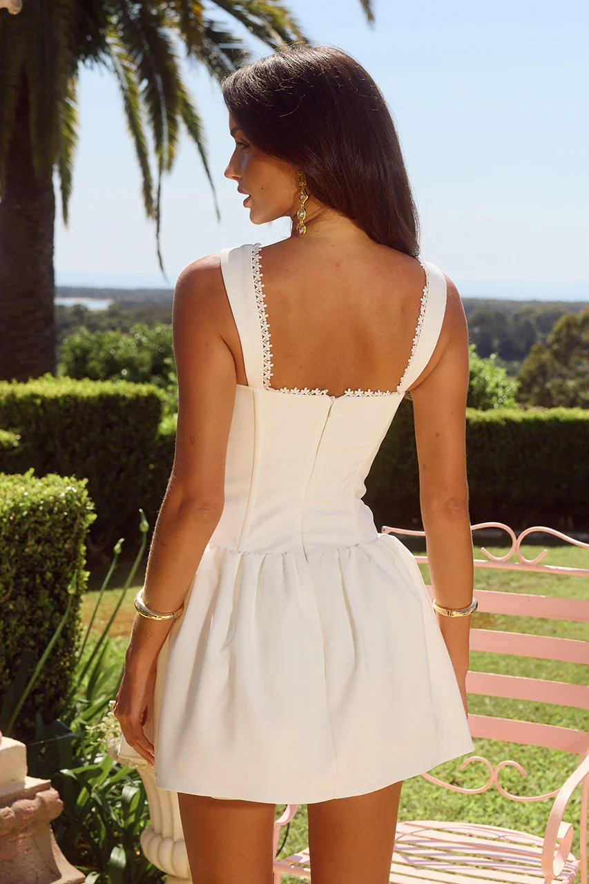 SARLEEN MINI DRESS - WHITE - luluinthesky