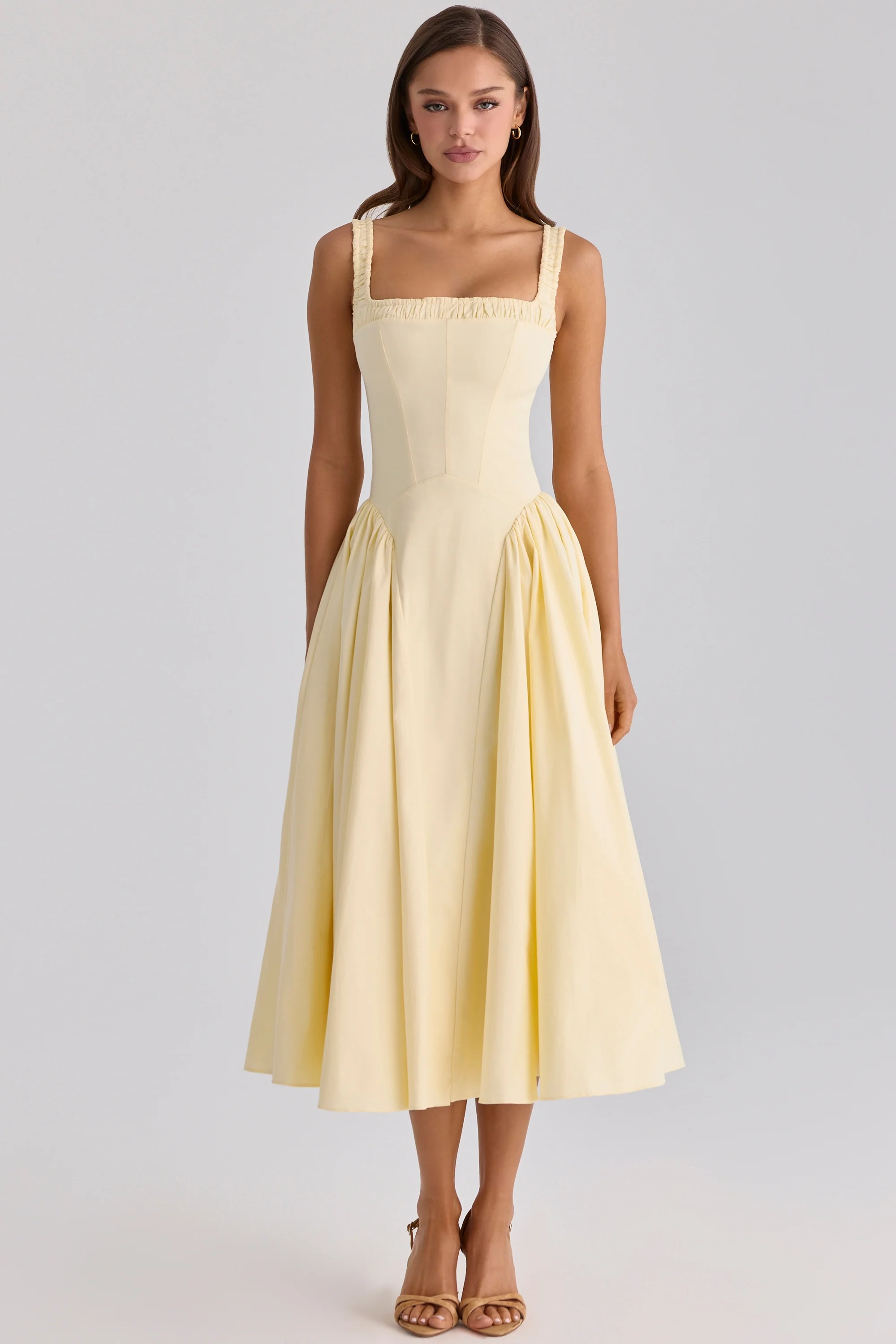 Lemon Cotton Midi Sundress