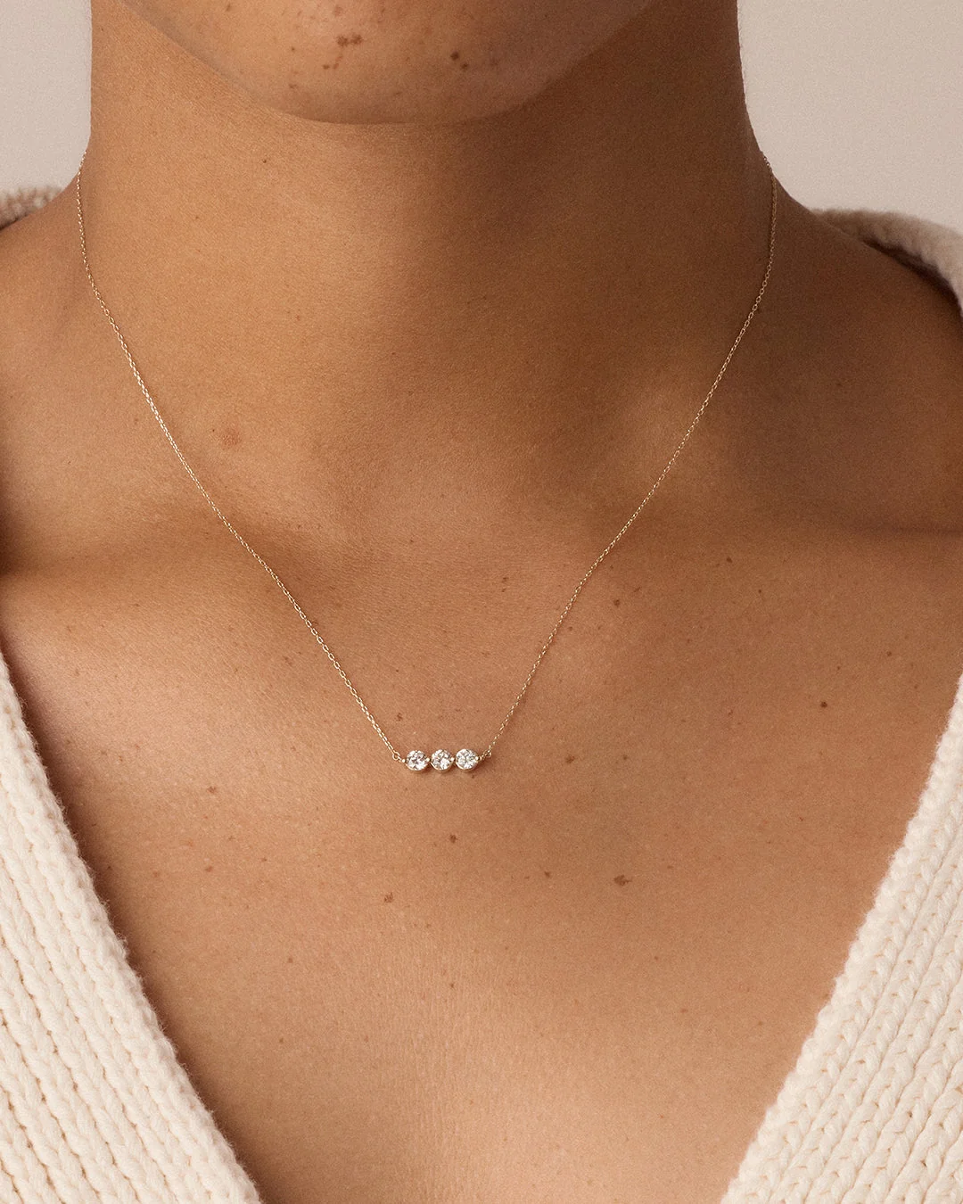 14K Lab Grown Diamond Halo Row Necklace