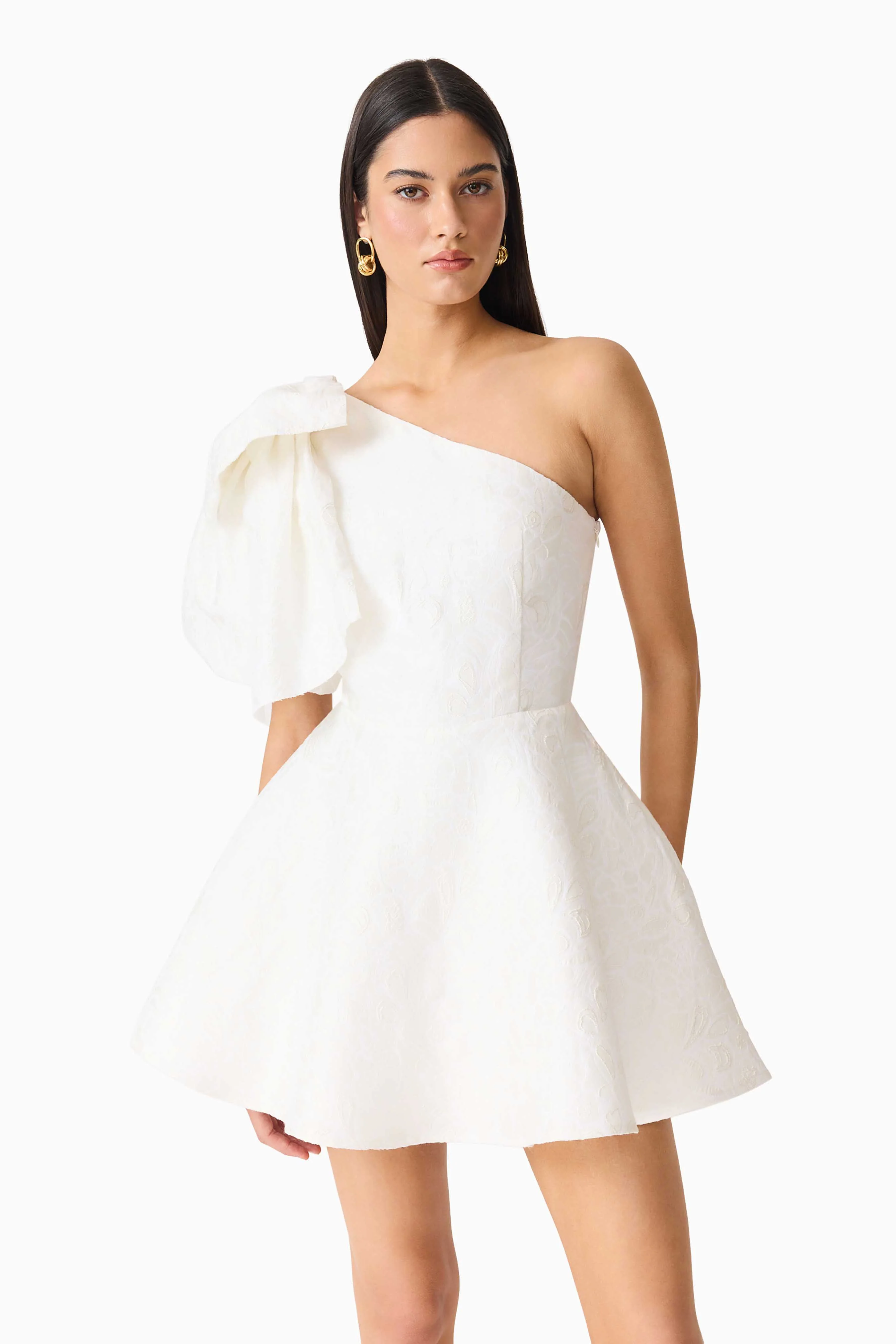 Saffron Asymmetrical Mini Dress in White