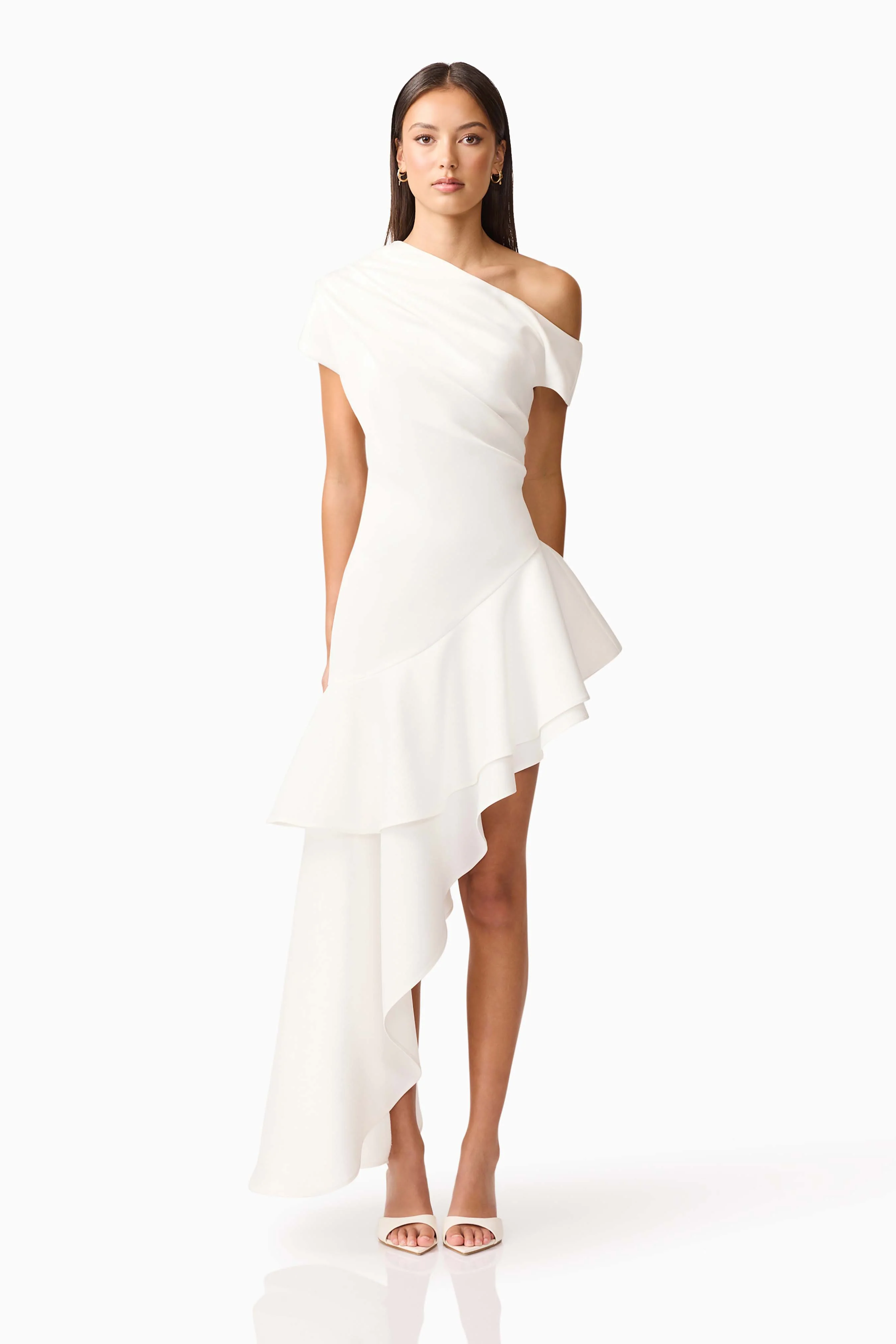 Livia Asymmetrical Gown in White