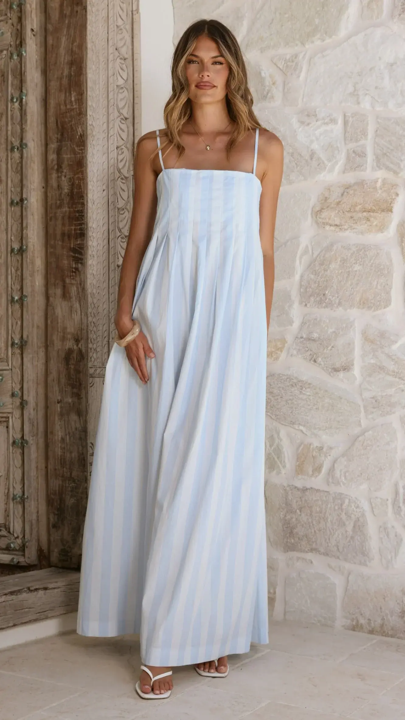 Pippa Maxi Dress - Blue Stripe - luluinthesky