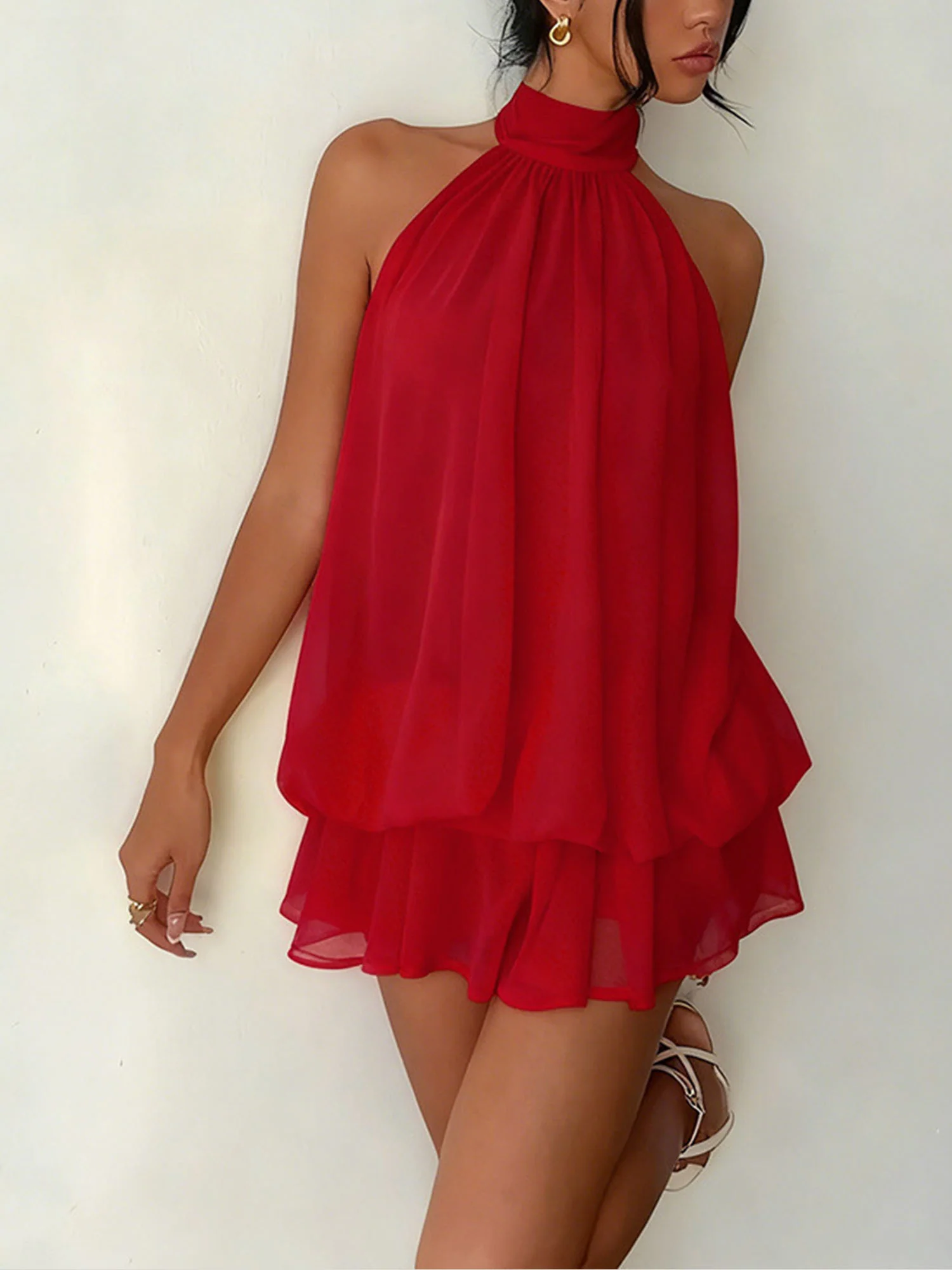 Layered Halter Mini Dress