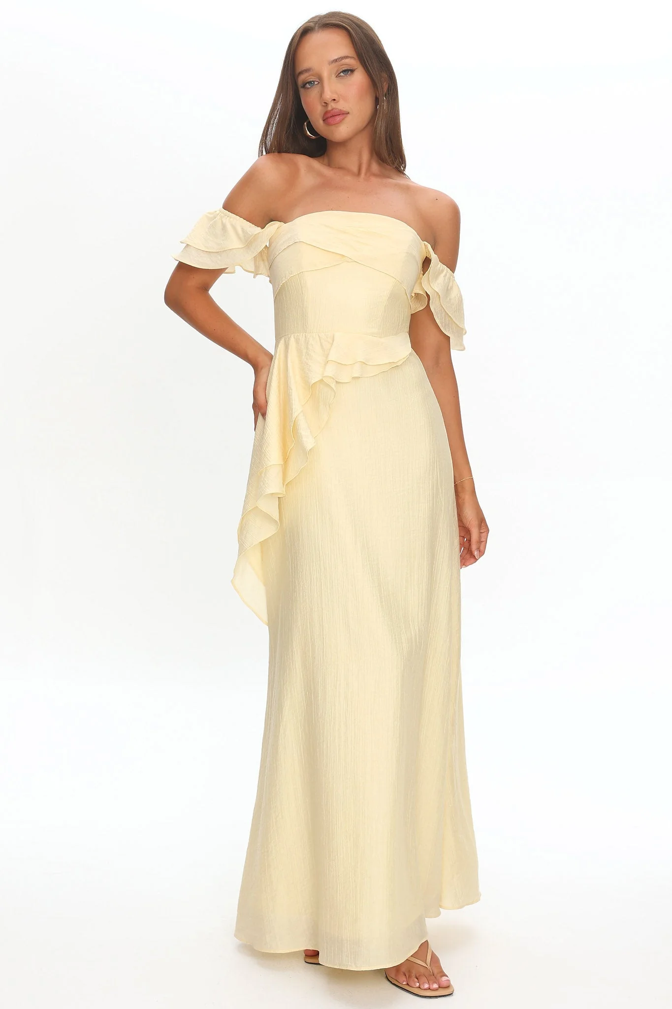 Natale Off-Shoulder Ruffle Maxi Dress Butter