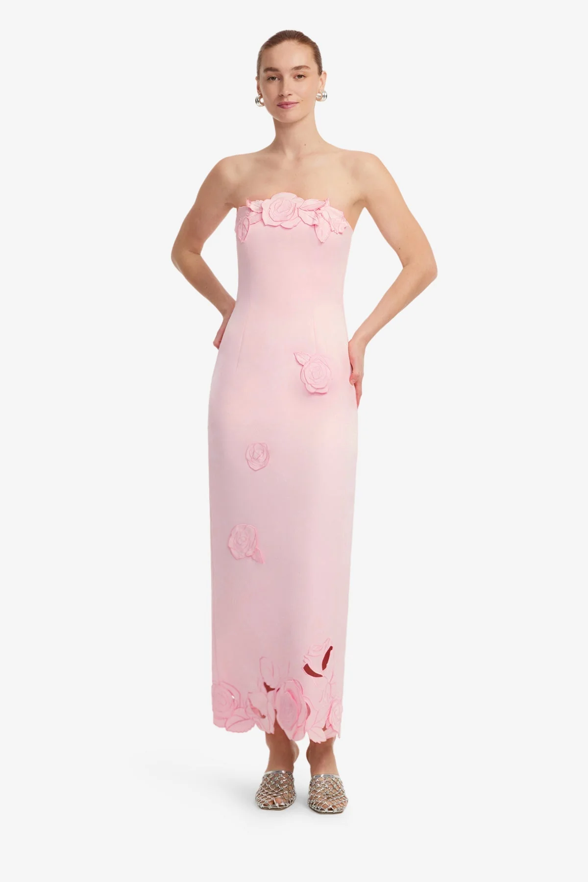 Rayna Appliqué Bustier Maxi Dress - Blush Pink