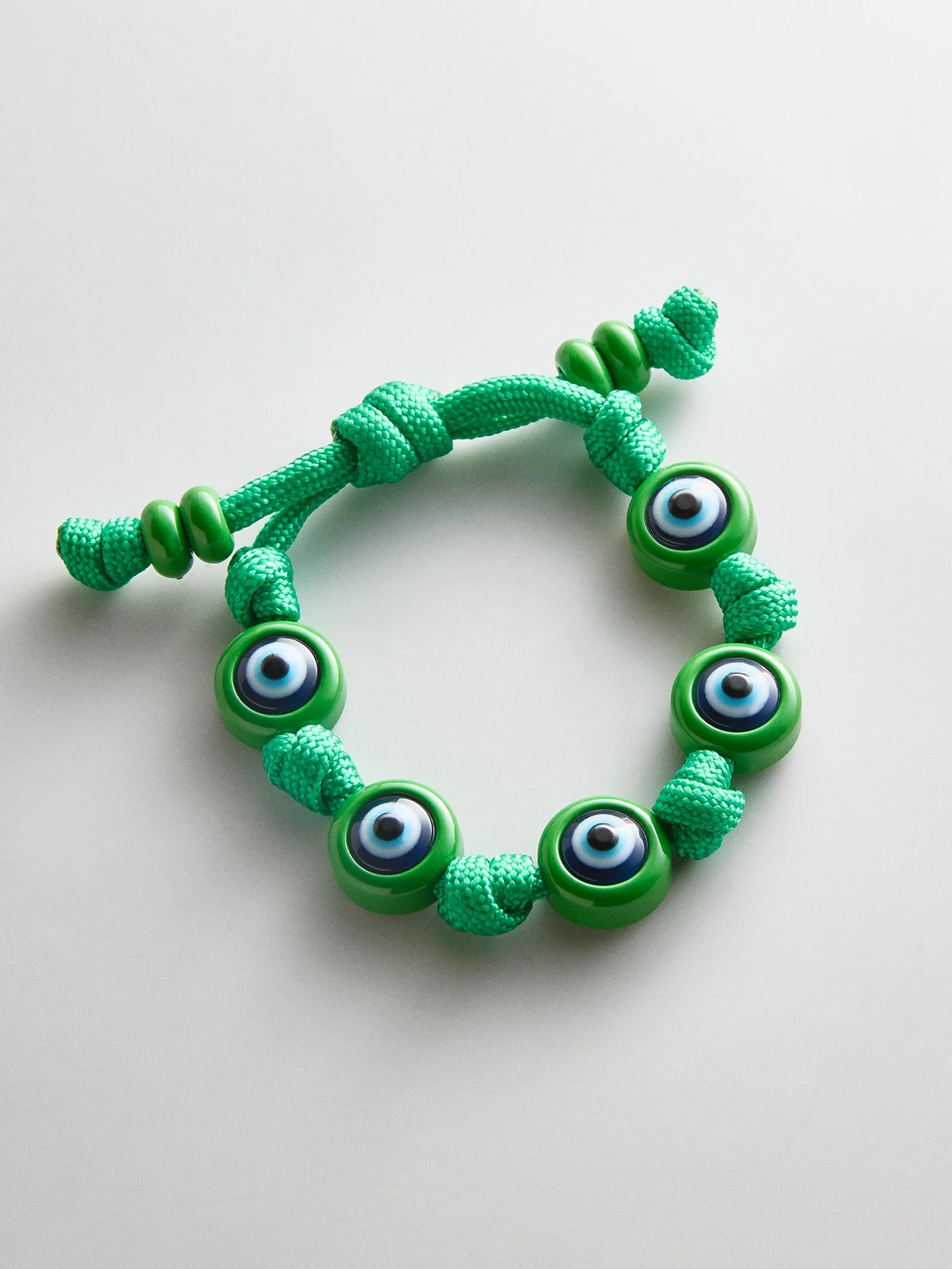 Knotty Good Eye Cord Bracelet  - Bright Green