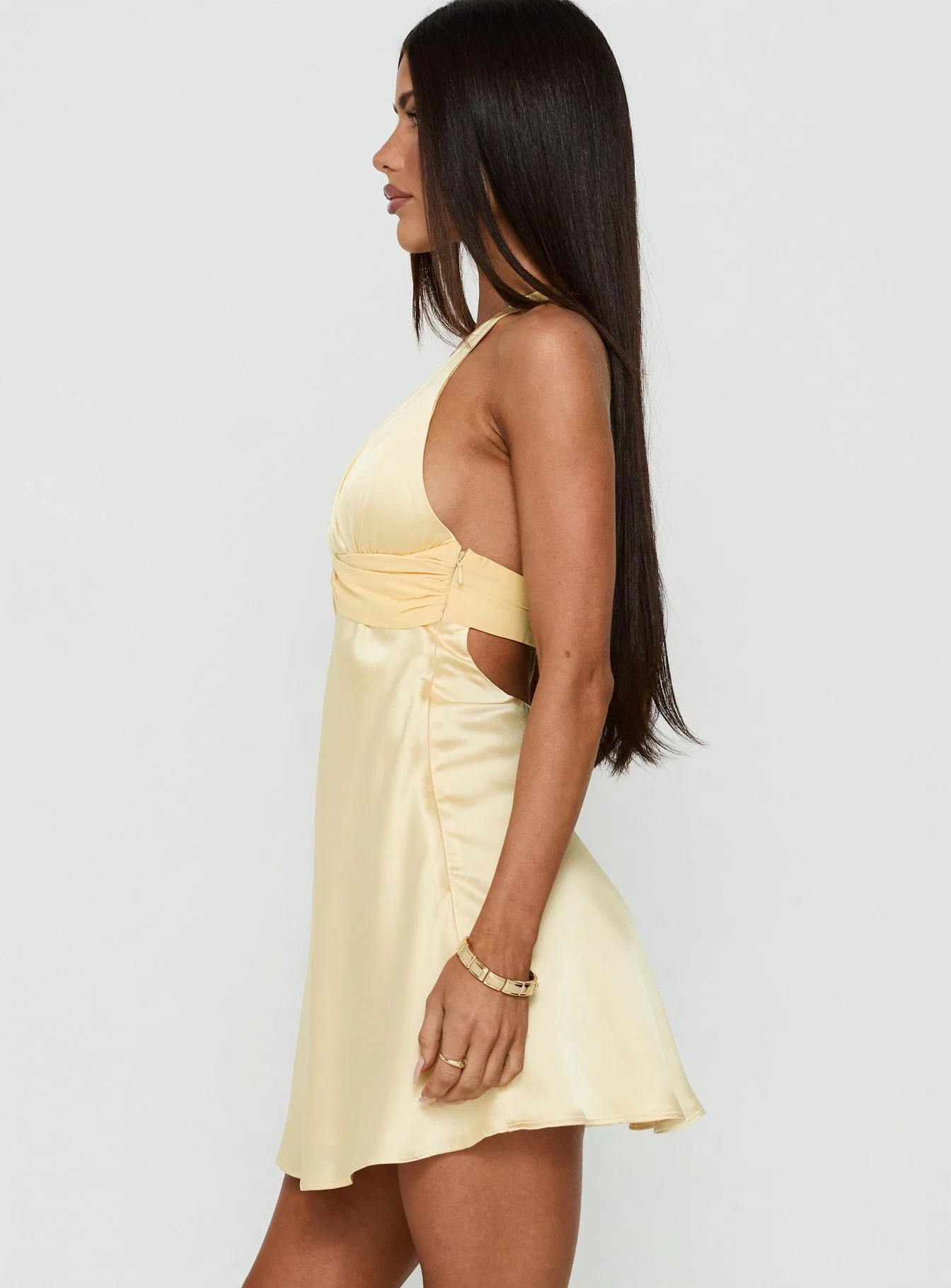 Odyssa Halter Mini Dress Yellow - FASHION NOB