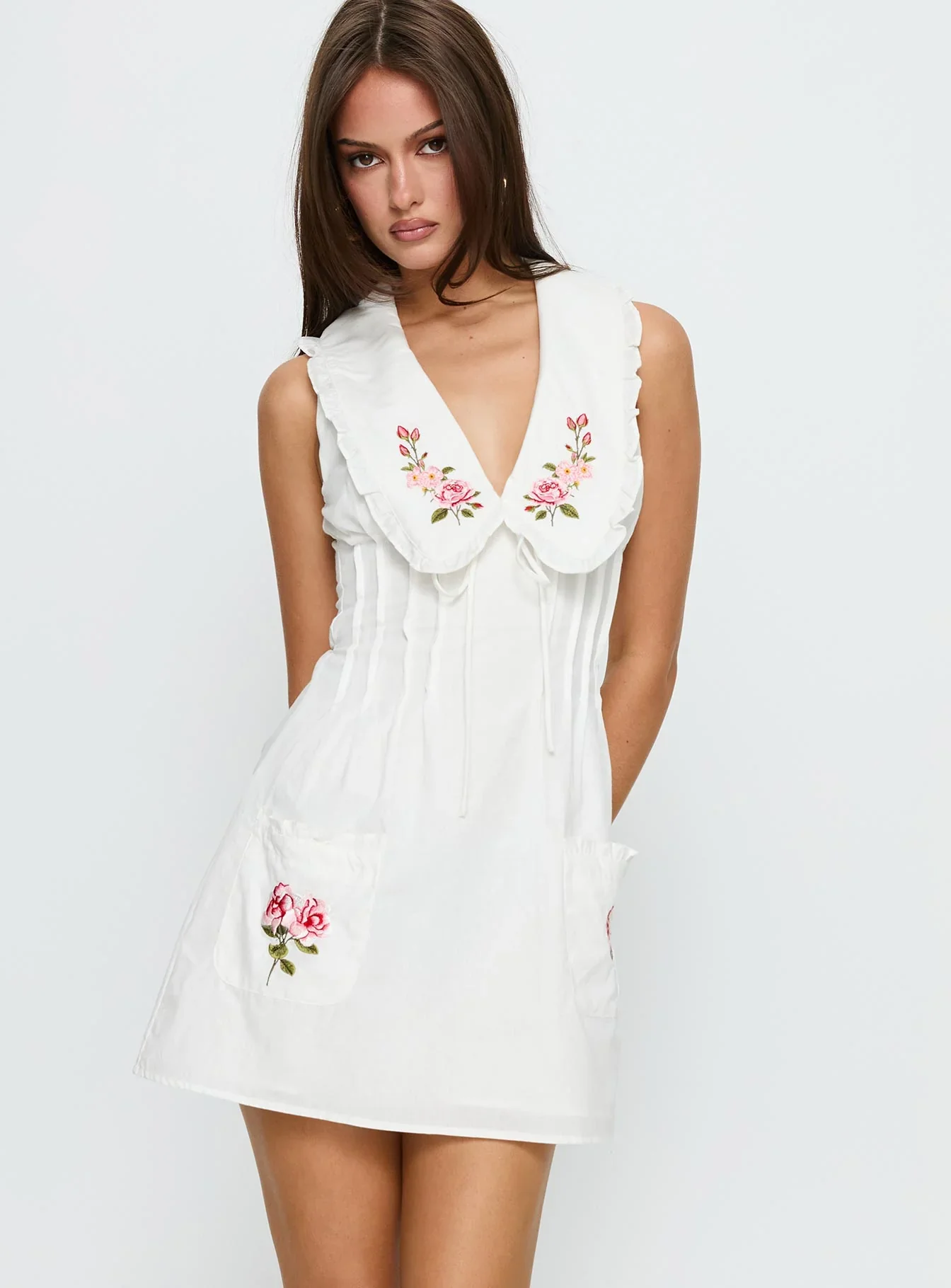 Breanda Collared Mini Dress White - luluinthesky