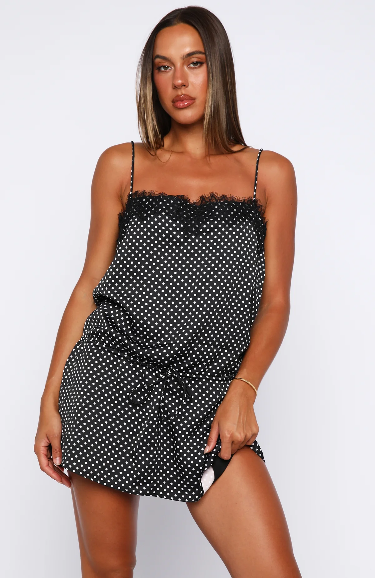 Lustre Aura Mini Dress Black/White Polka Dot