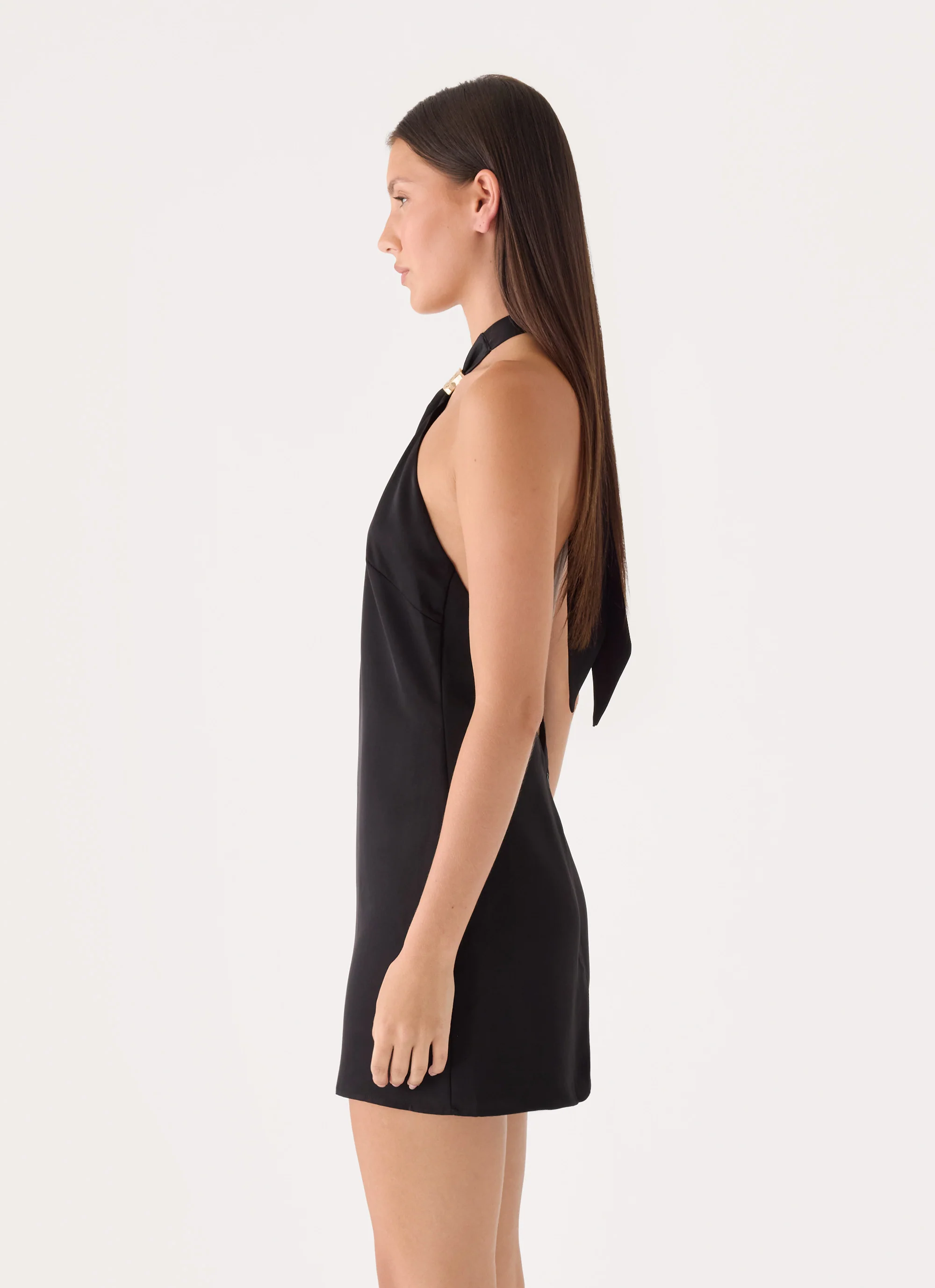 Lexia Halter Mini Dress - Black - FASHION NOB