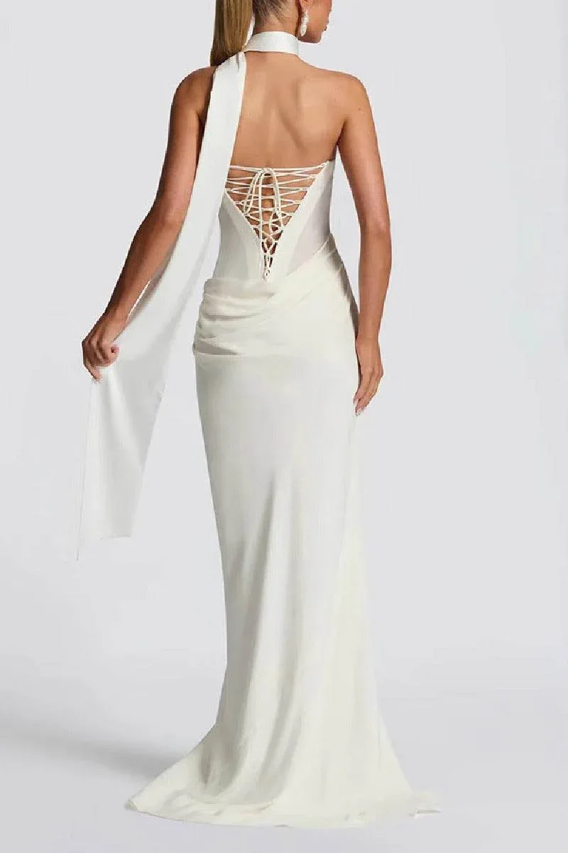 Sheath-Column Sweep-Brush Train Elastic Silk like Satin Formal Evening Dress 972310810695