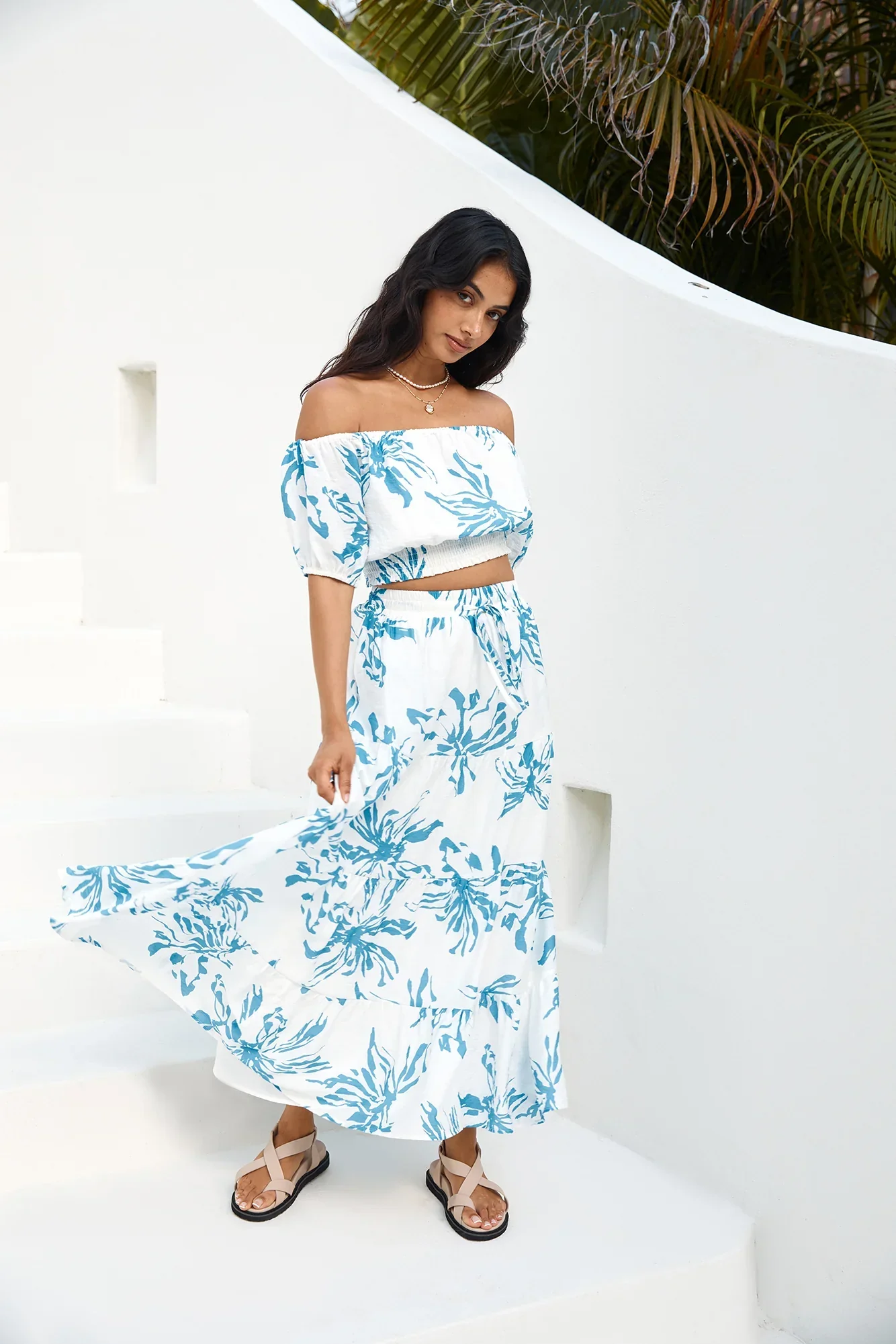 Island Whisper Maxi Skirt Blue