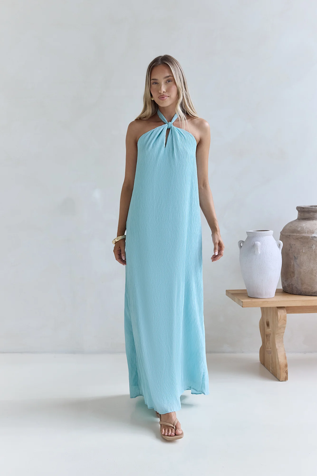Isle Of Chic Halter Maxi Dress Aqua