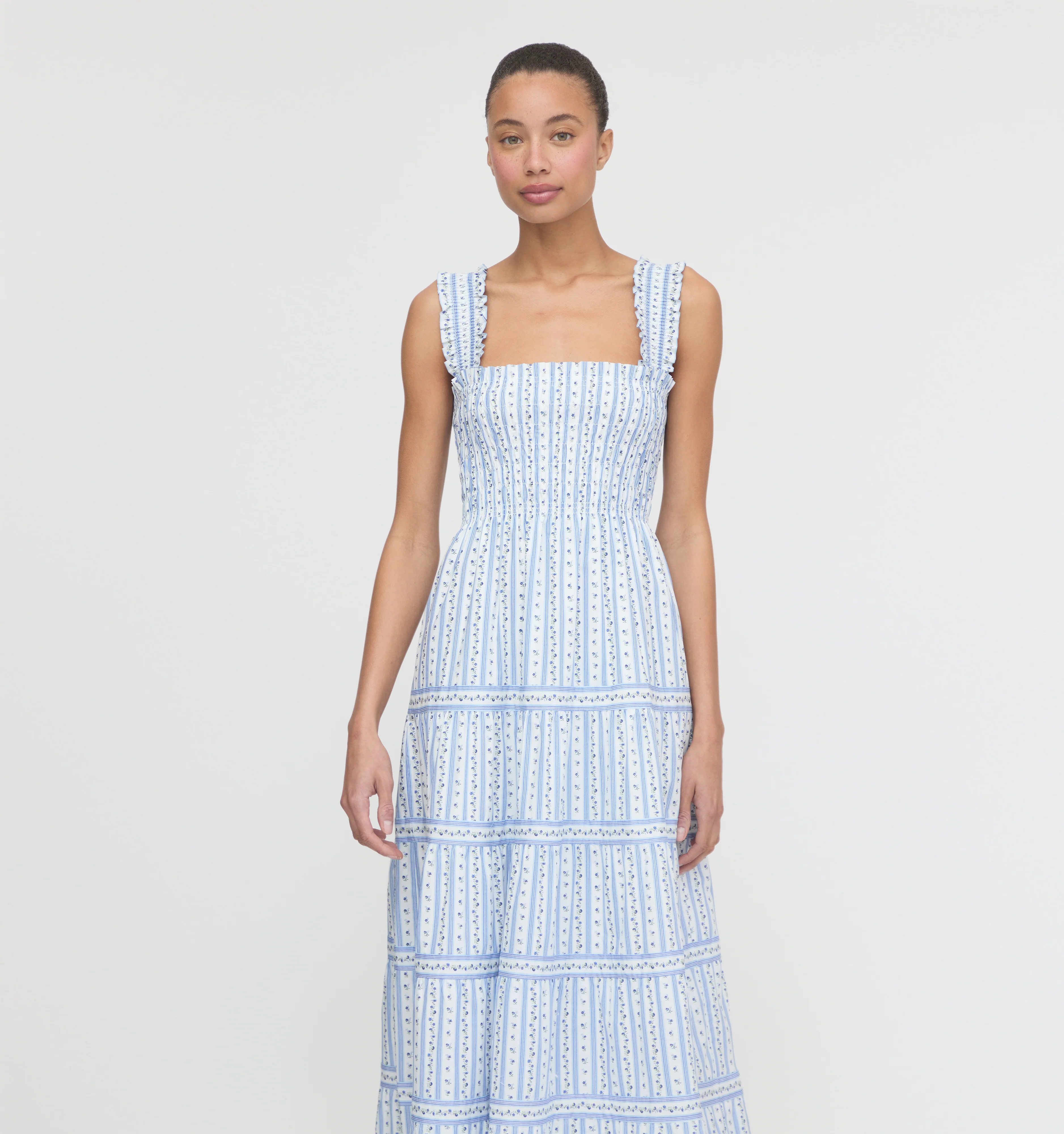 The Kimmy Maxi Nap Dress - Blue Petal Stripe