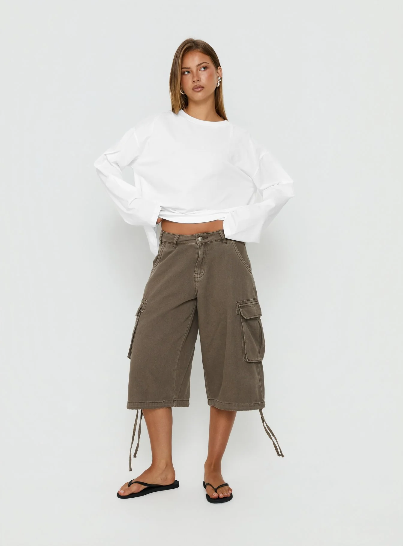 Settle Down Long Sleeve Top White