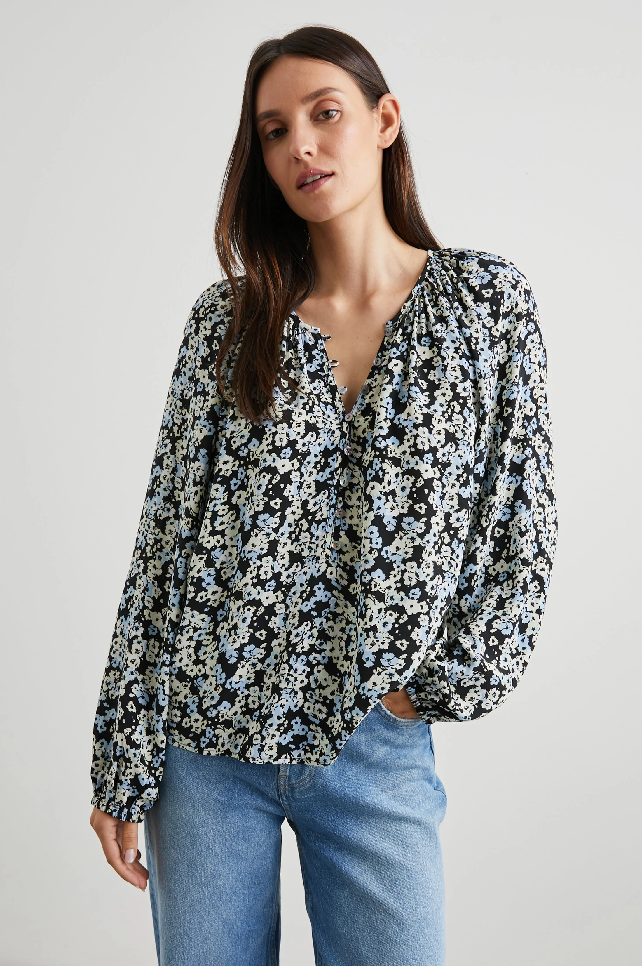 Indi Top - Midnight Meadow Floral
