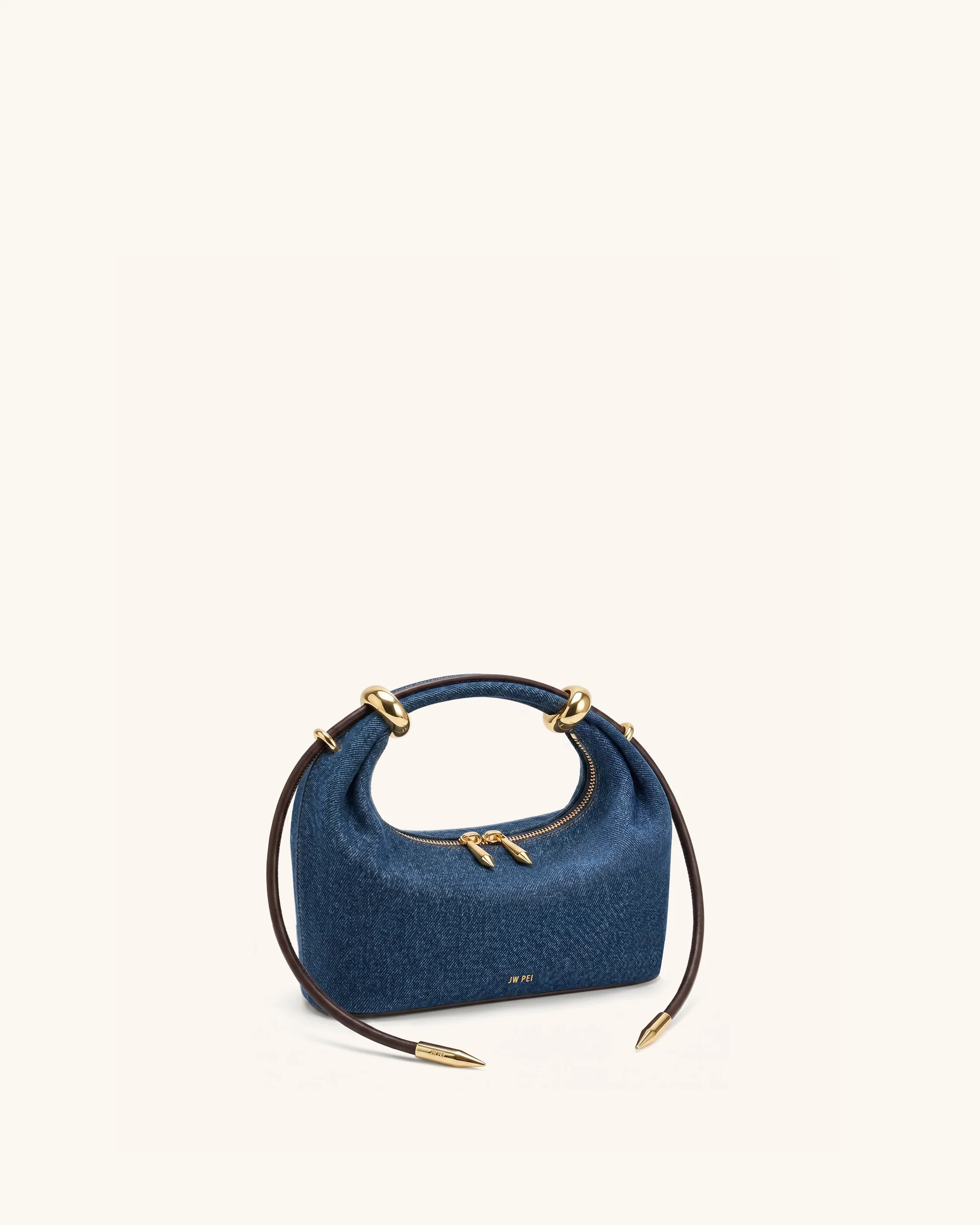 Ellie Metal Ring Embellished Top Handle Bag - Blue Denim
