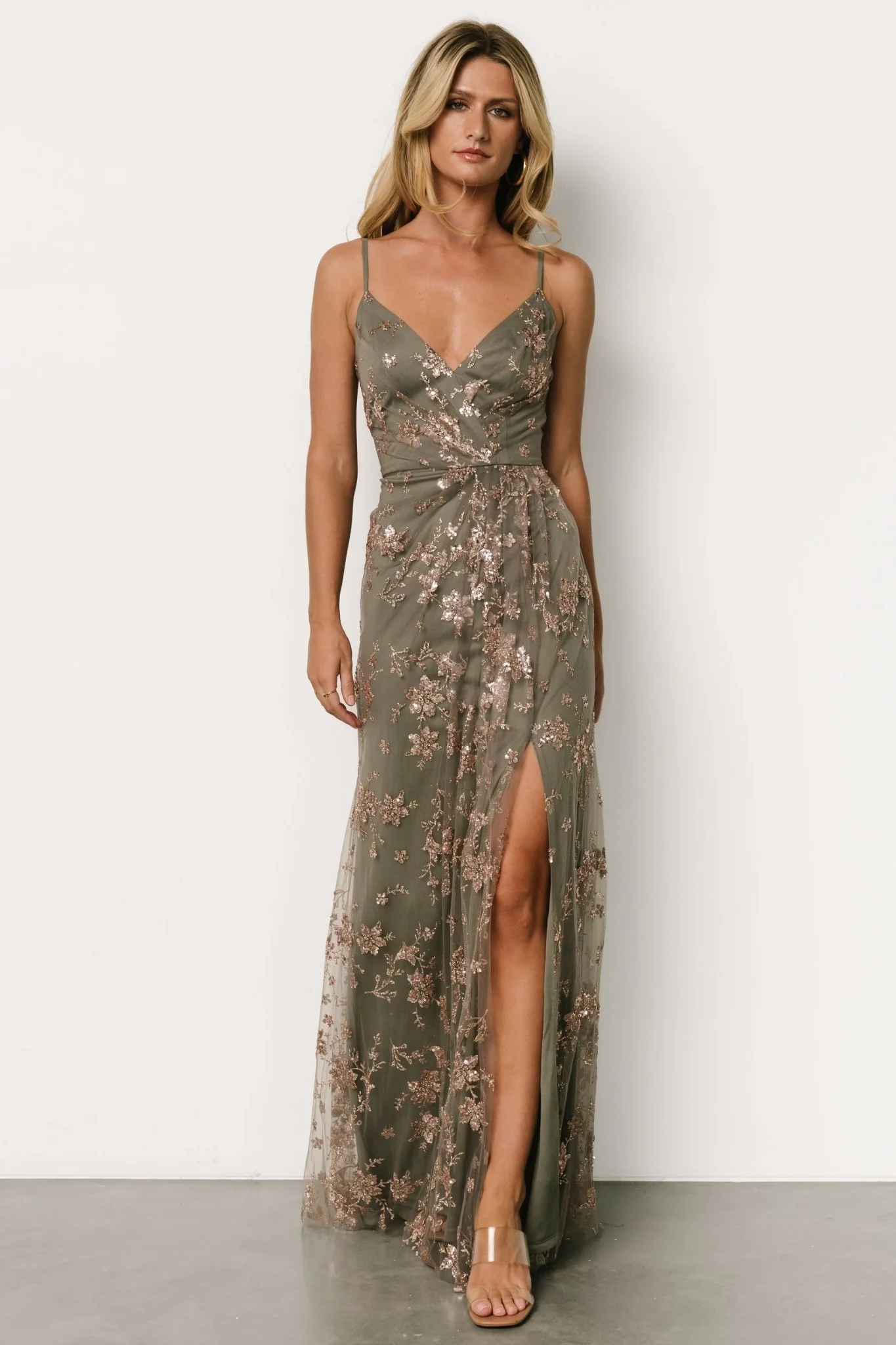 Marcia Sparkle Gown | Eucalyptus + Rose Gold - luluinthesky