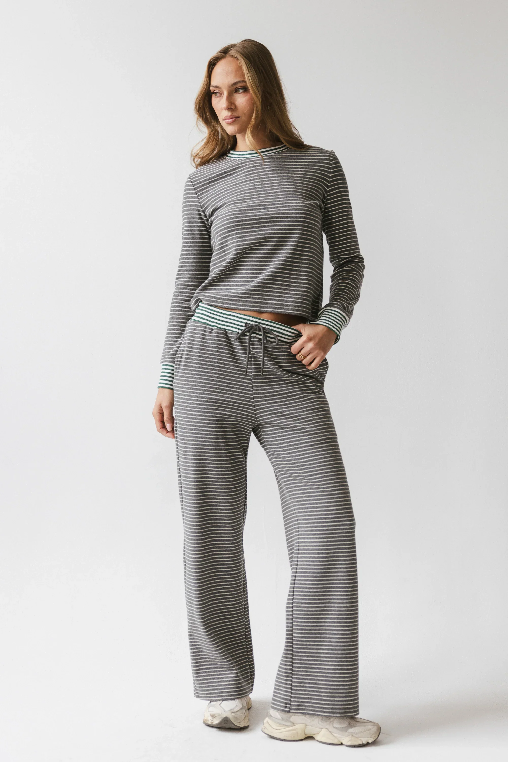 April Striped Top in Grey