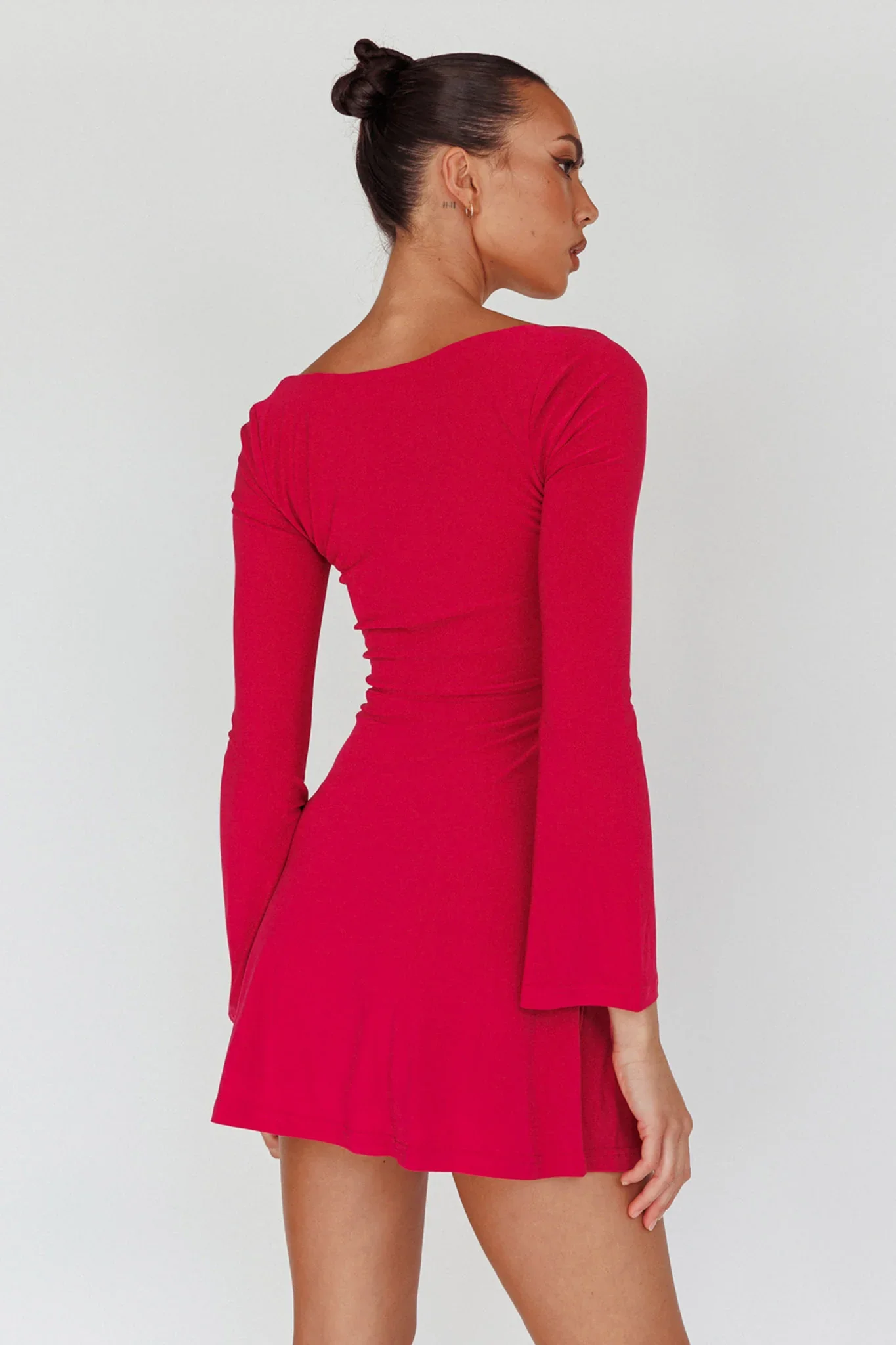 Kaleidoscope Drawstring Bust Mini Dress Plum