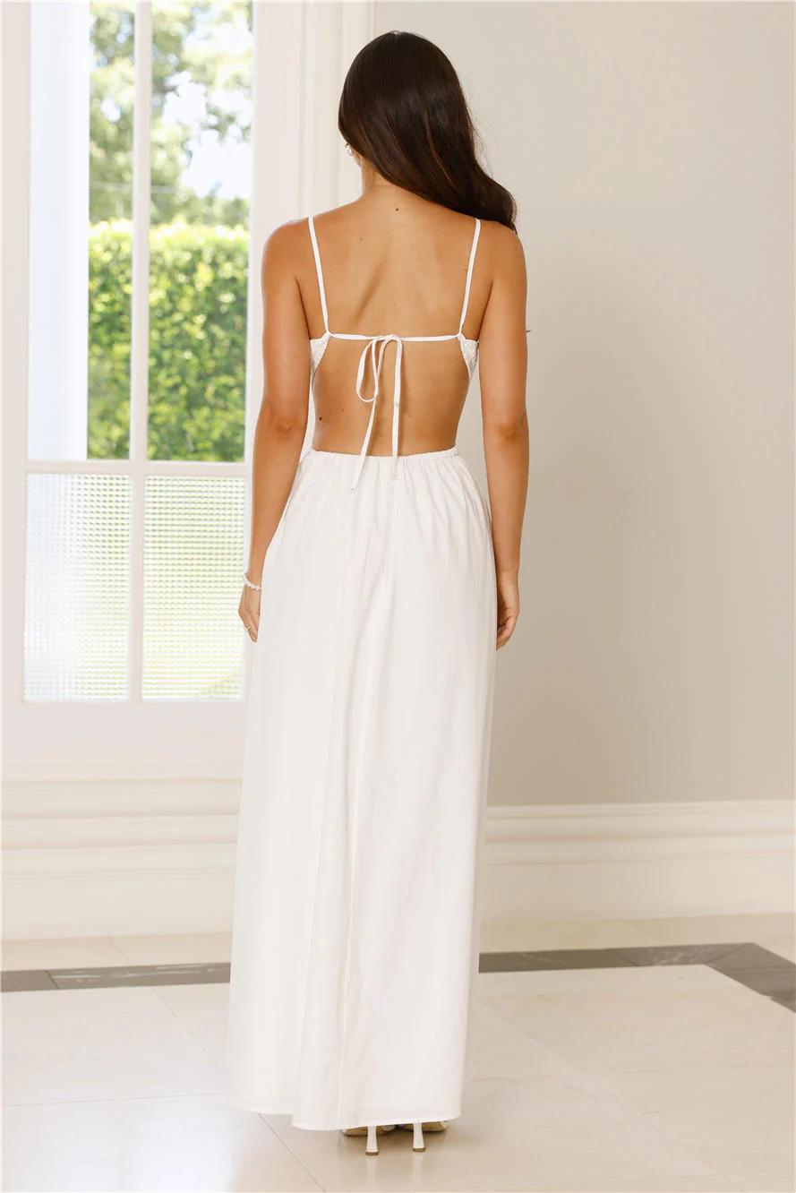 Lantern Trail Maxi Dress White - luluinthesky