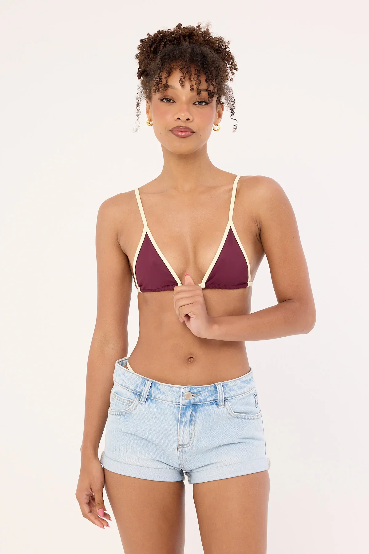 Luck & Trouble Costa Rica Contrast Bikini Top Plum