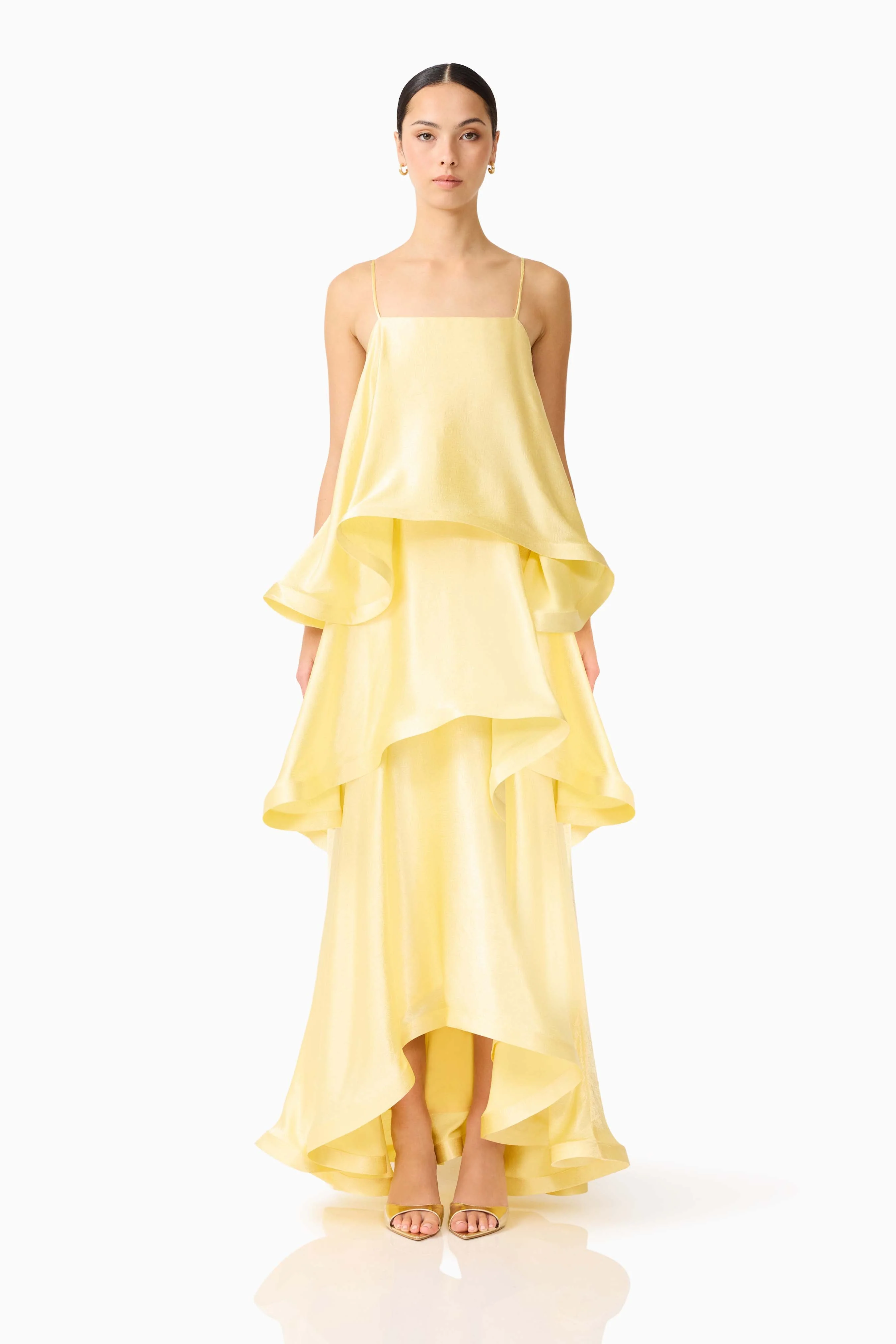 Tilly Tiered Maxi Dress in Butter Yellow