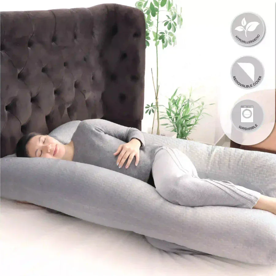 Moon Bamboo Full Body Pregnancy Pillow U-Shaped (Grey)
