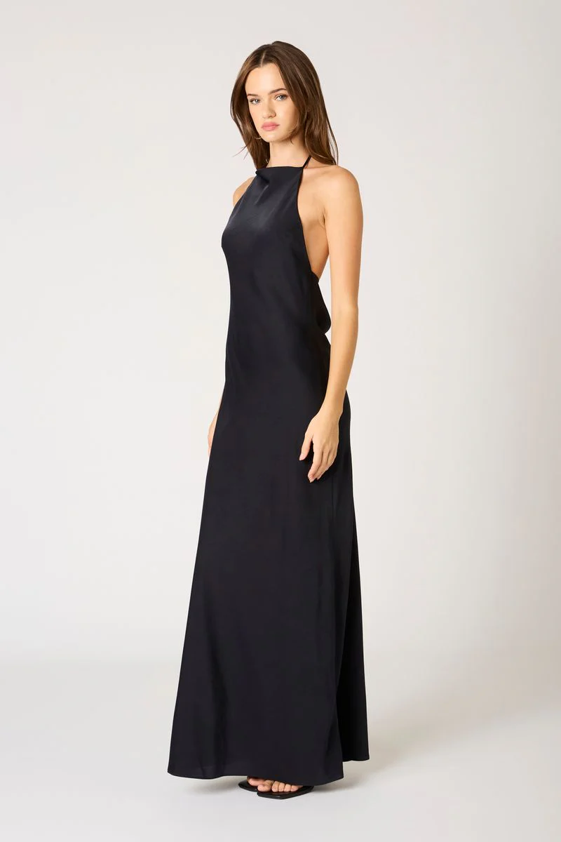High-Neck Cowl Back Gown