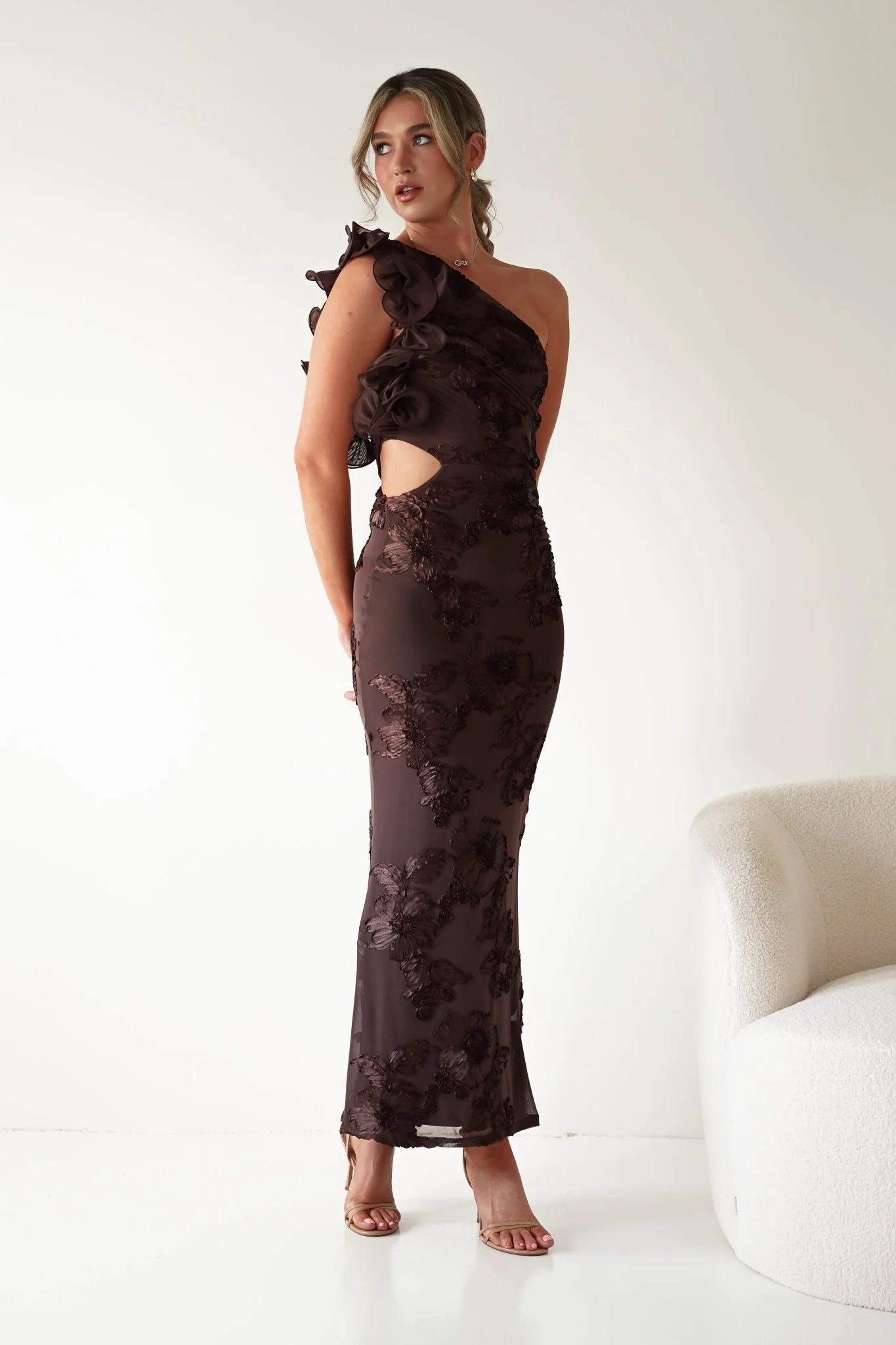Sydney Bodycon Maxi Dress | Brown Textured