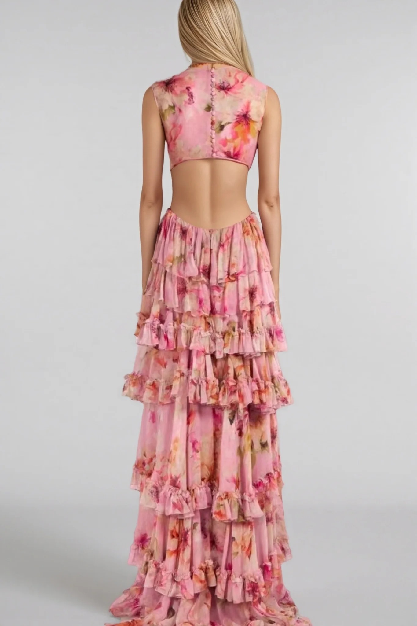 Liora High Waisted Printed Maxi Dress