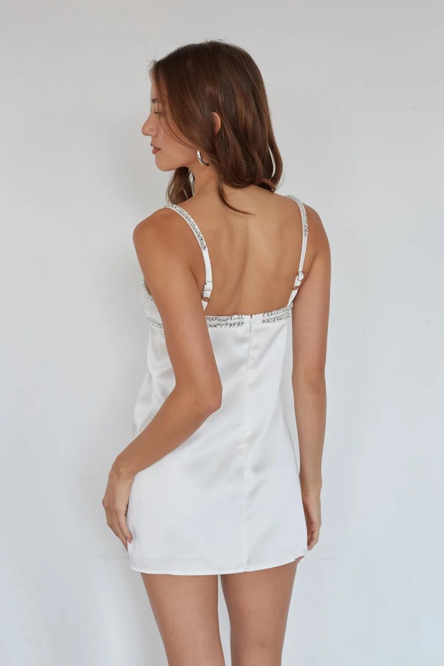 Blair Embellished Mini Dress-White
