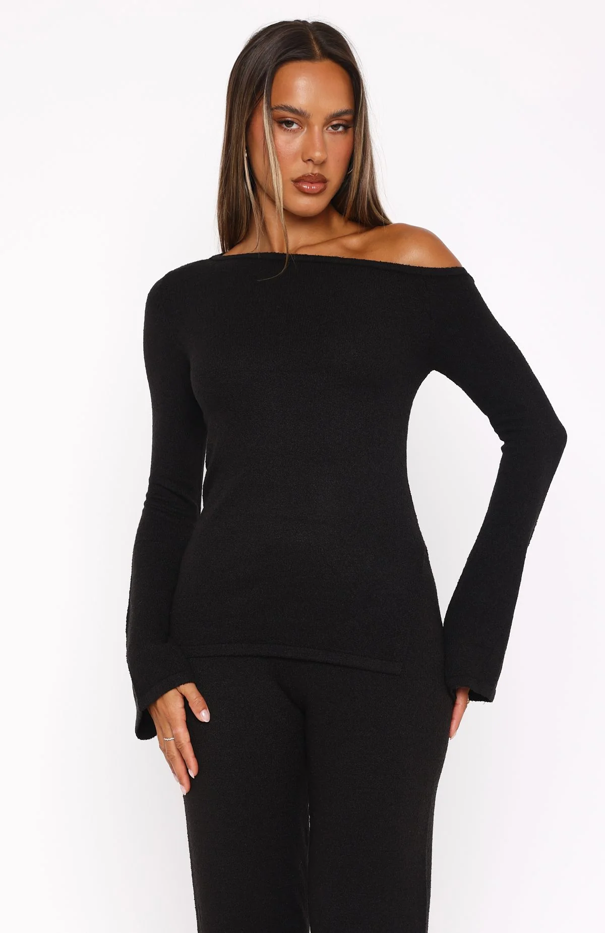 We'll Be Fine Long Sleeve Knit Top Black