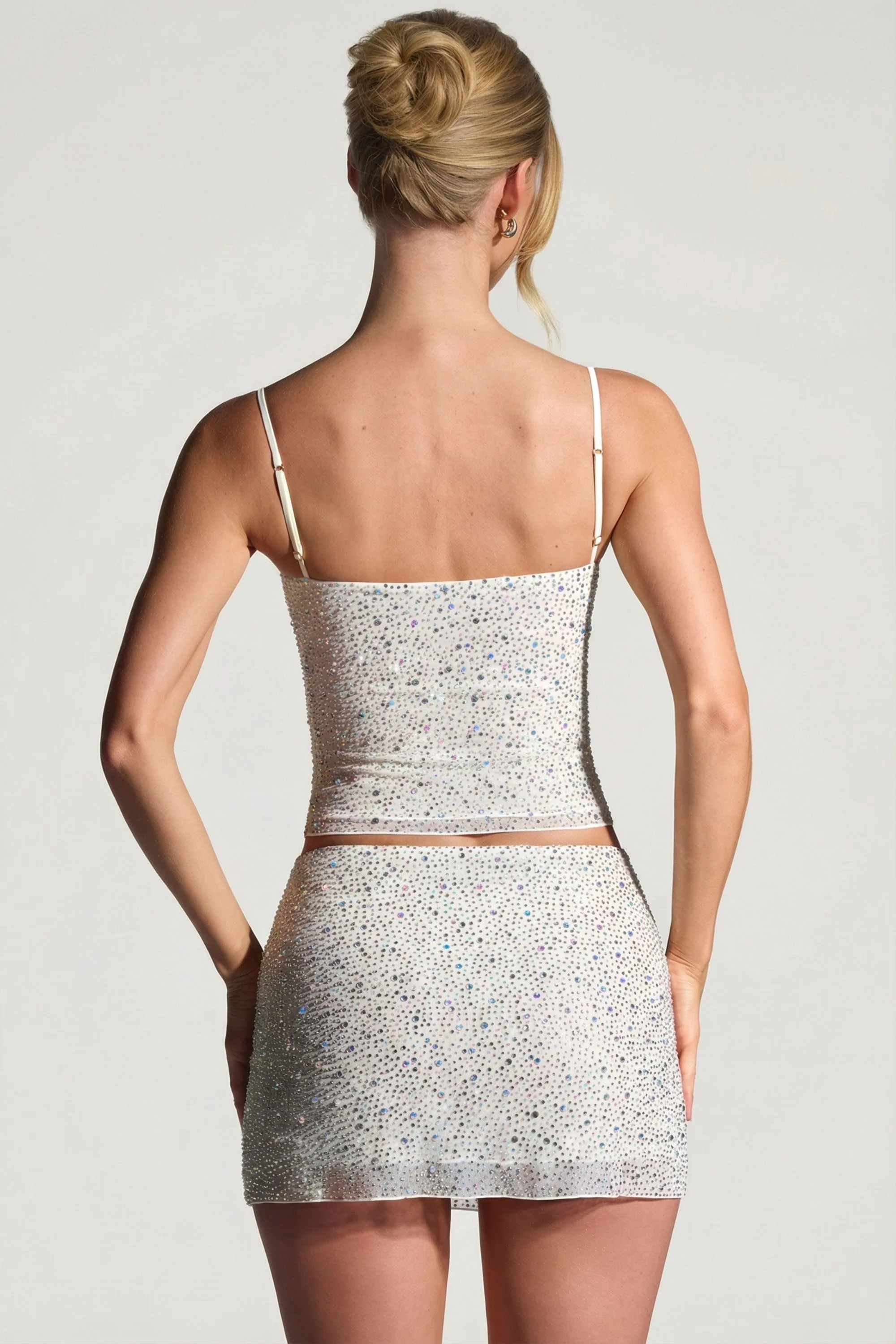Embellished Micro Mini Skirt in White