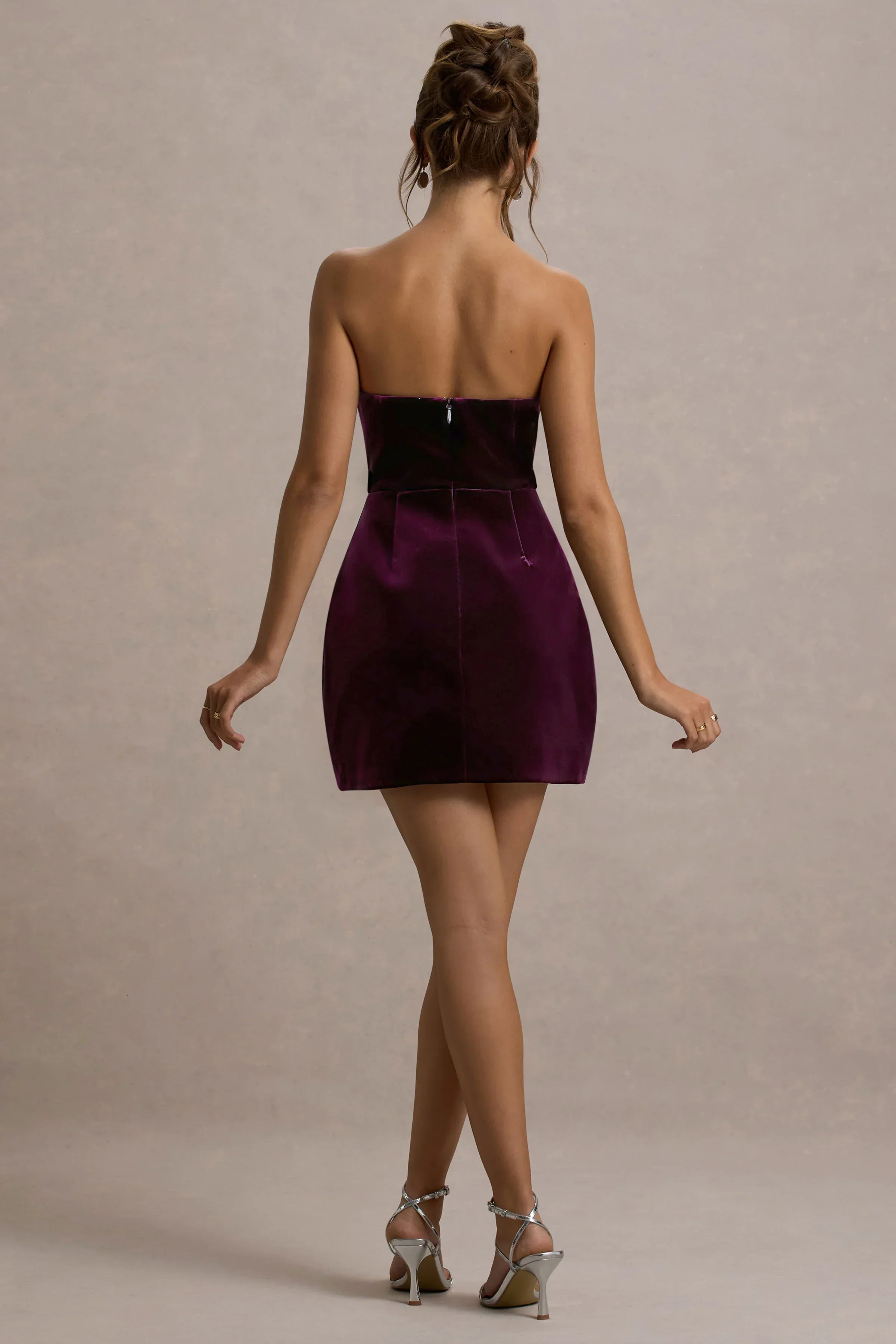 Naia | Port Velvet Embellished Bandeau Mini Dress